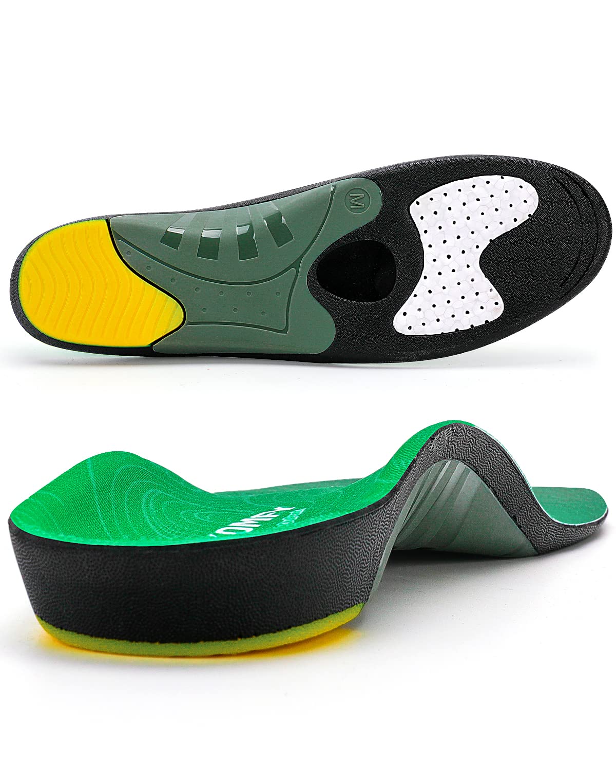 Heavy Duty Plantar Fasciitis Insoles - 210+ lbs Support Orthotic Inserts for Big & Tall Men & Women - Arch Support for Flat Feet, Heel Pain Relief - Gel Work Boot Insoles (Green) - Perfect for Standing All Day, Construction Workers & Athletes
