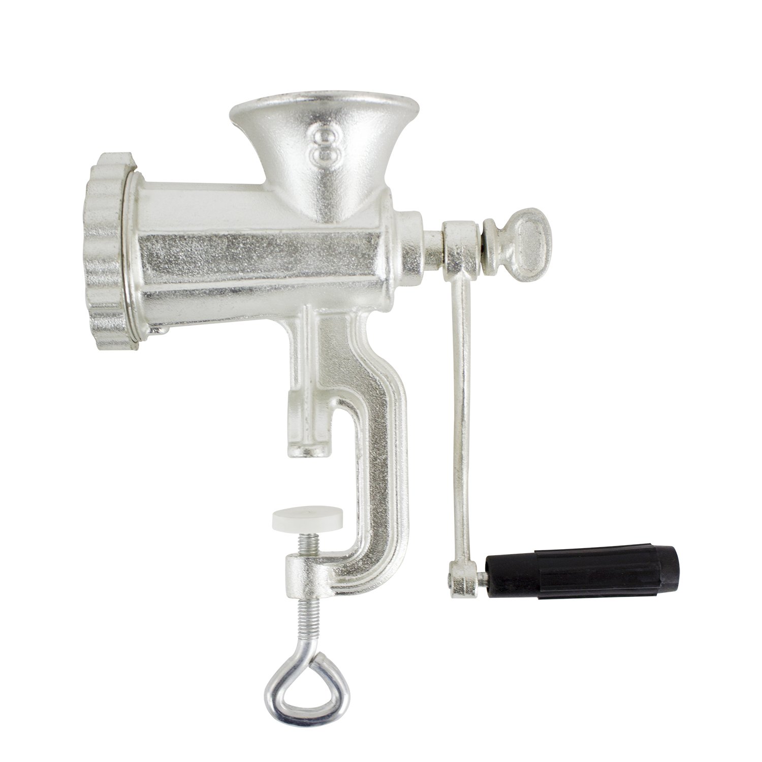 Premium CHARD HG-8 #8 Manual Meat Grinder - Silver Tin-Coated Cast Iron for Home Kitchen, Sausage Making & Food Prep