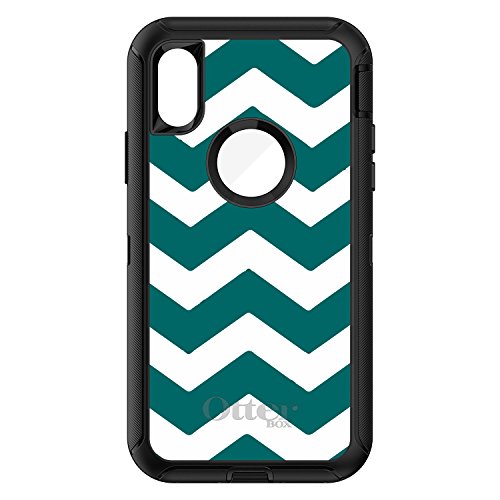 Teal White Chevron Stripes On Black Case