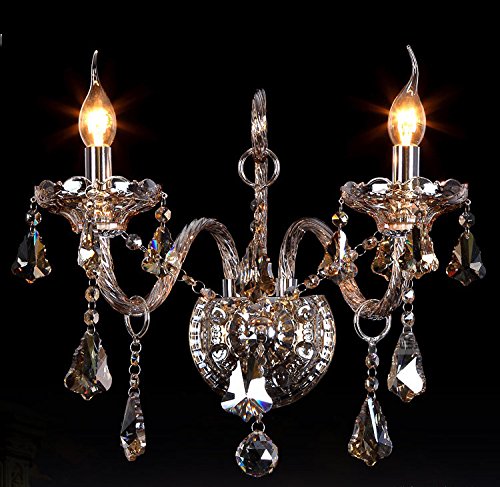 Elegant Crystal Wall Sconces - Decorative Home Lighting for Living Room & Corridor - Cognac Color - Perfect for Modern Interior & Bedroom Decor
