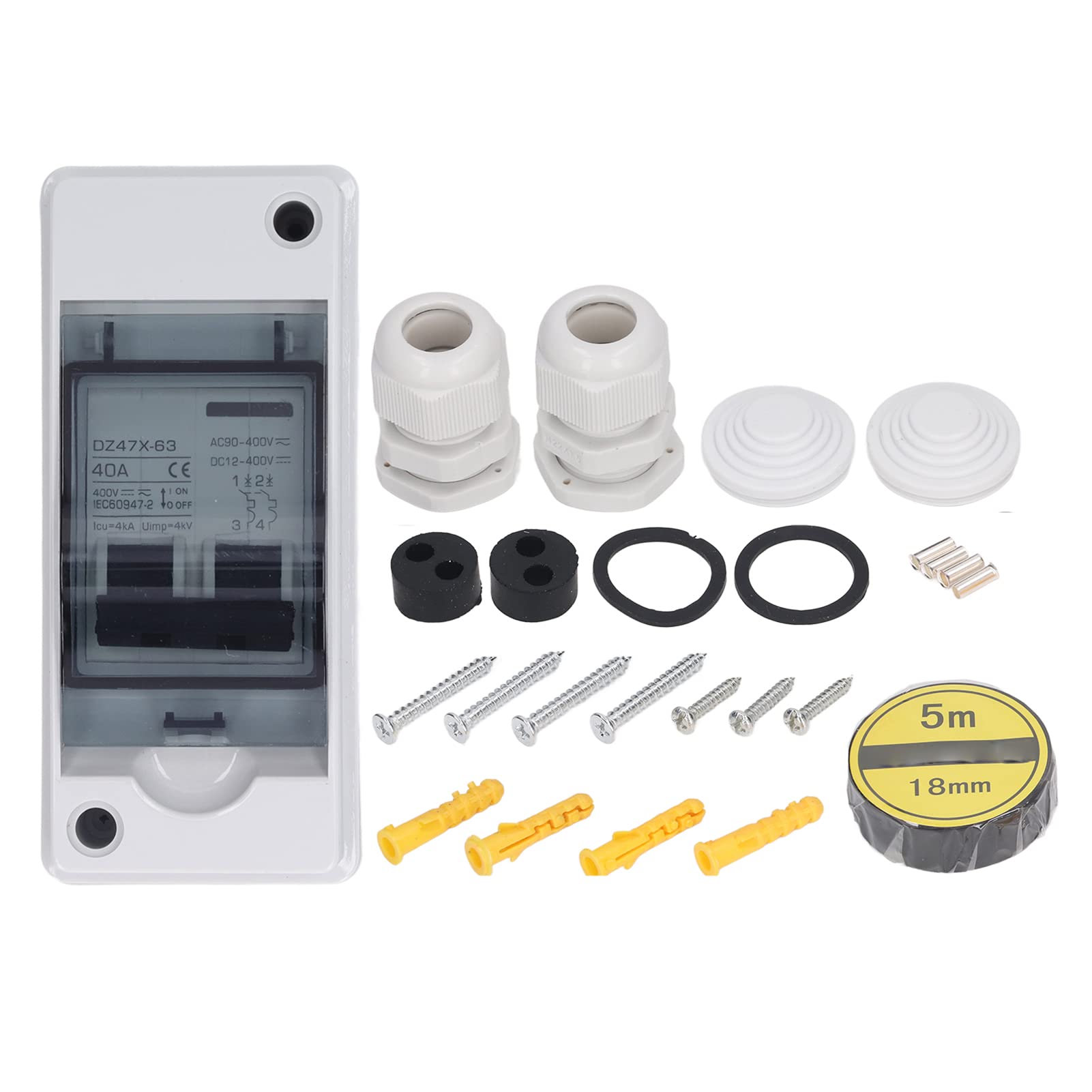 PV DC Solar Disconnect Switch 2P 40A - Waterproof Miniature Circuit Breaker & Solar Isolator for Off-Grid Systems, Solar Panels, and RV Power Supply