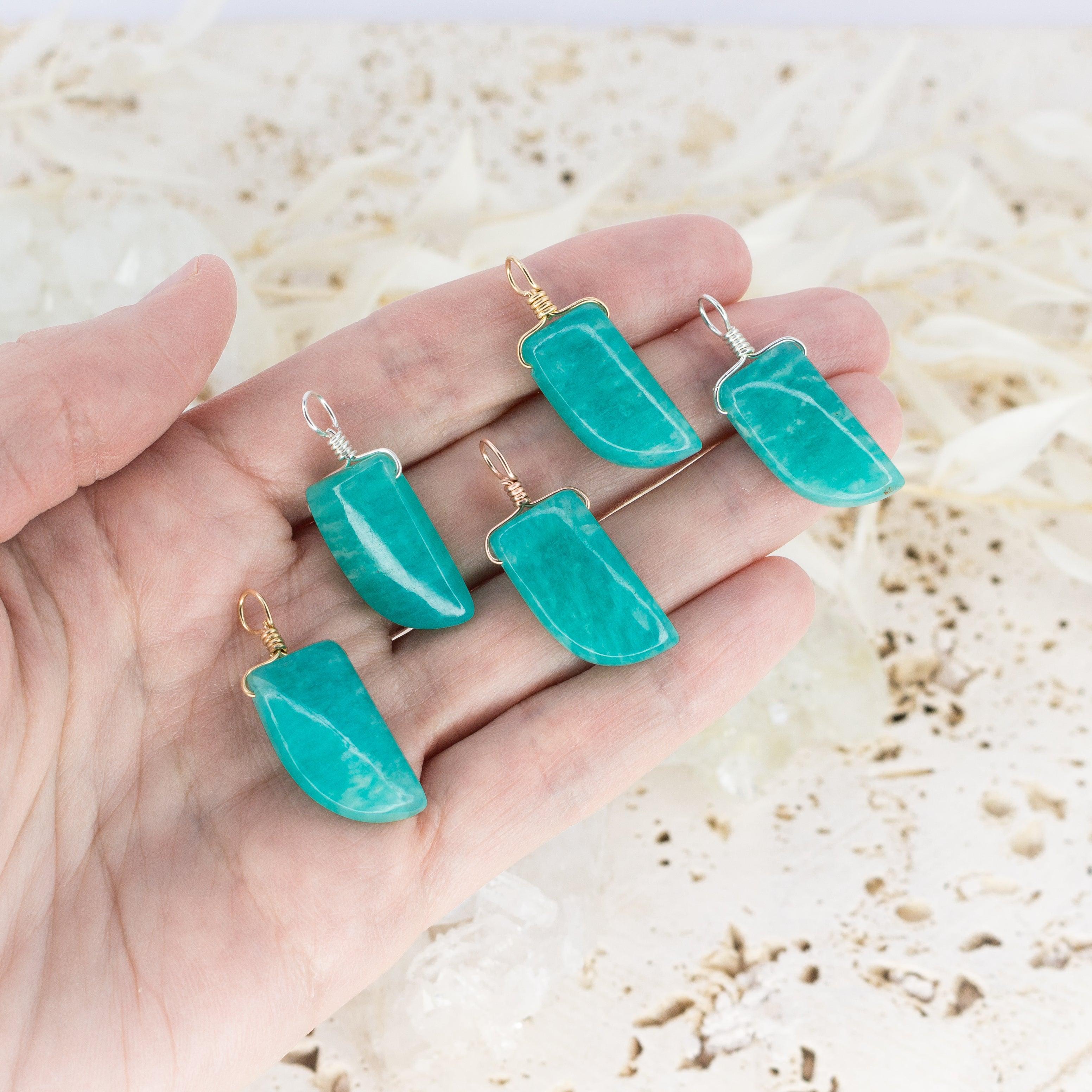 Small Smooth Amazonite Crystal Pendant with Gentle Point - Healing Stone Necklace for Stress Relief & Positive Energy - Perfect for Meditation, Yoga & Spiritual Jewelry Gifts