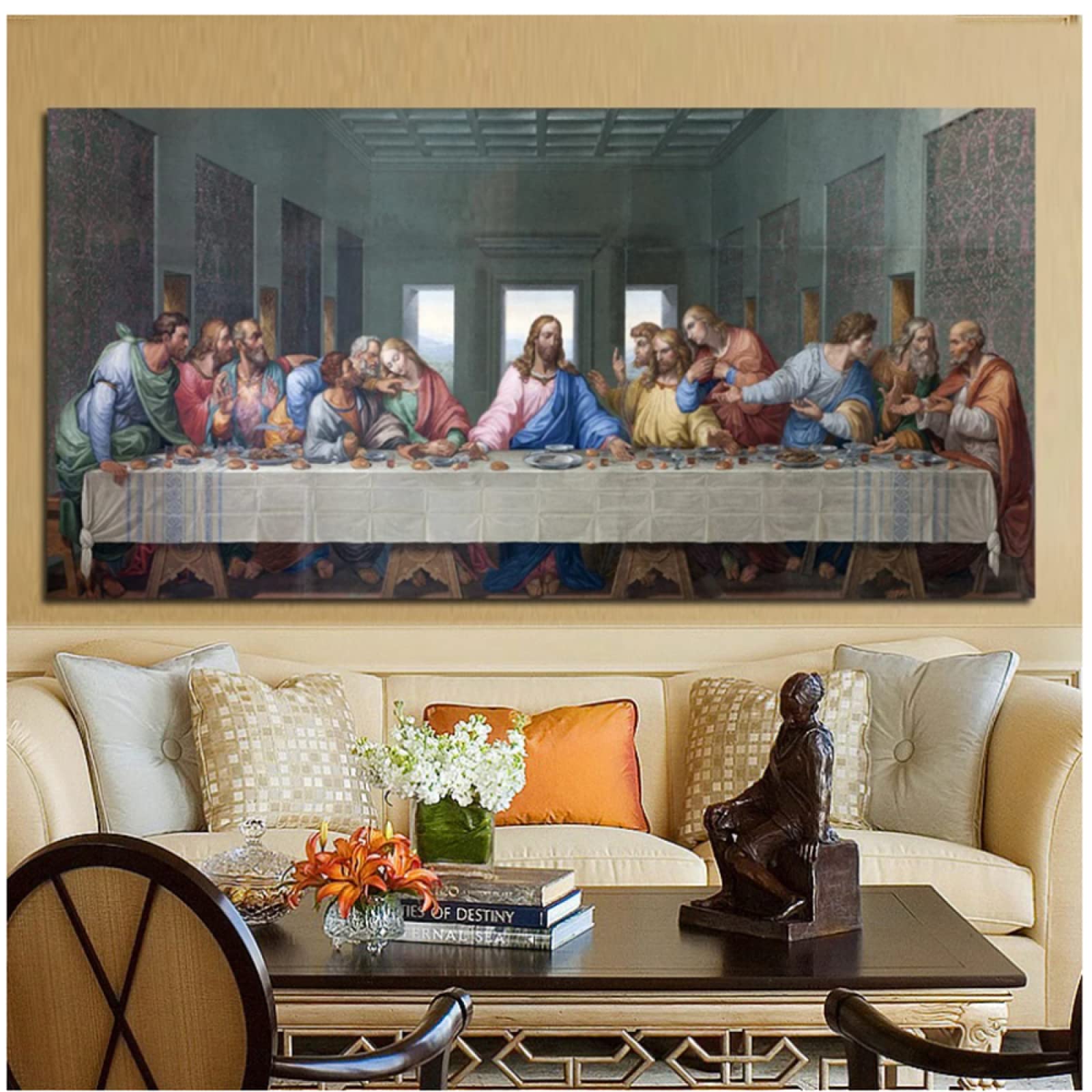 Leonardo Da Vinci The Last Supper Poster - Famous Art Print Wall Decor Canvas Painting for Living Room, Bedroom & Office - Classic Renaissance Artwork