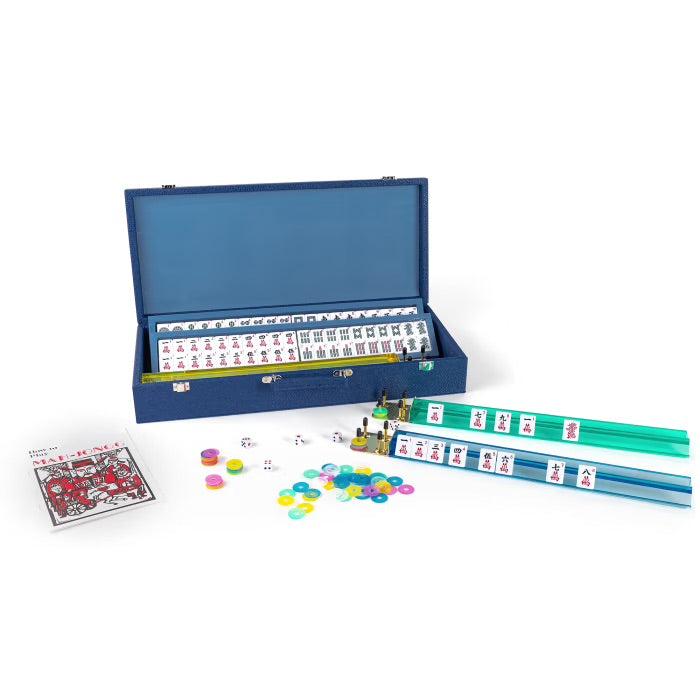 Premium Onyx Mahjong Set - 144 Tiles with Carved Chinese Characters & Numbers - Perfect for Family Game Nights, Gifts, and Collectors