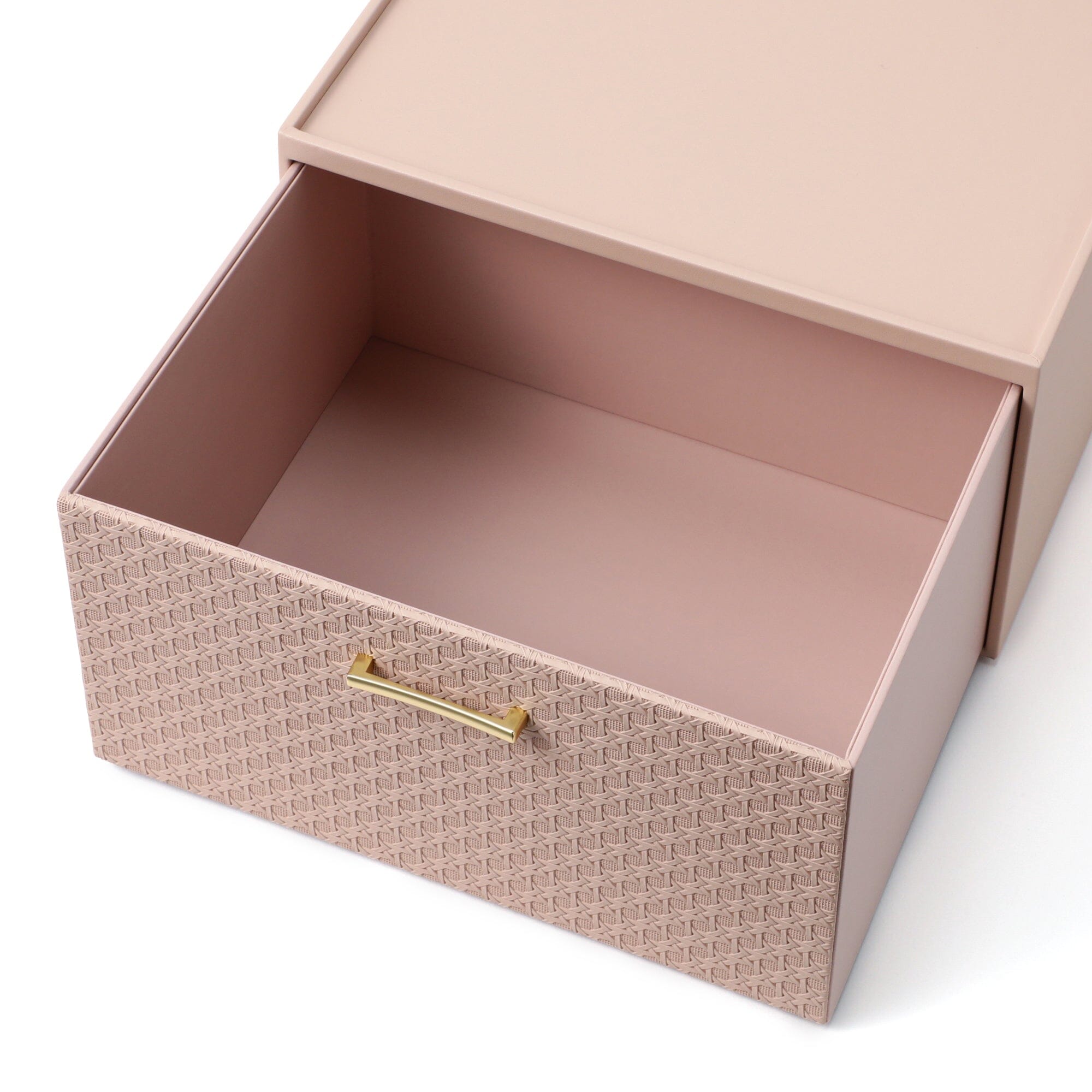 Embossed Stacking Drawer Organizer - Medium Pink for Bedroom, Bathroom & Office Storage | Plastic Drawer Bins with Textured Design