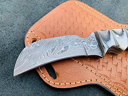 Handmade Damascus Steel Hawkbill Knife - Custom Forged Blade for Hunting, Camping & Outdoor Survival - Perfect for Bushcraft, Tactical Use & Collectors