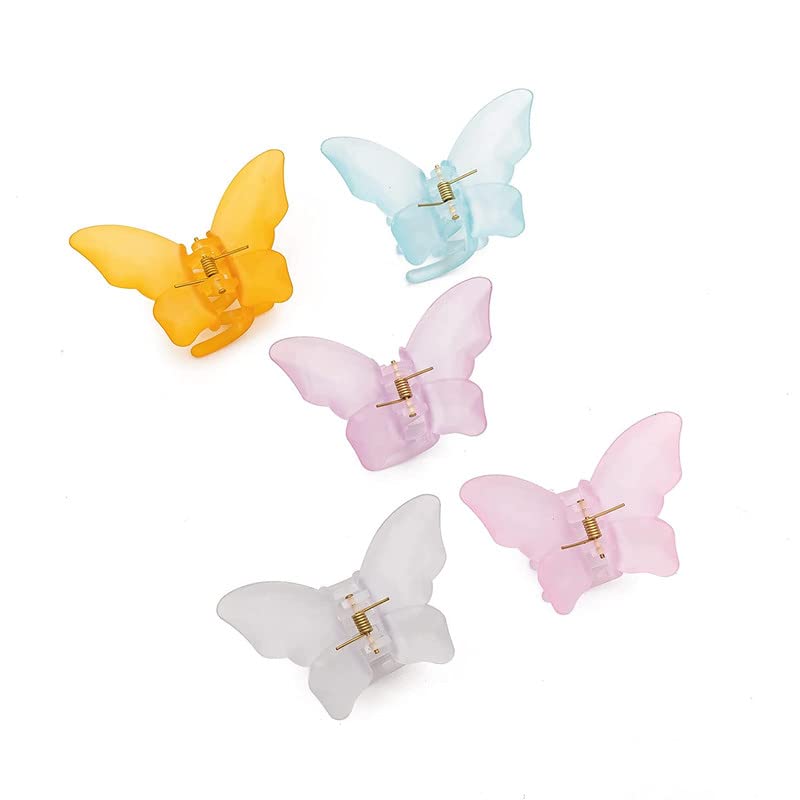 Shidara Non-Slip Butterfly Hair Claw Clips for Women - 5 Pack Strong Hold Medium Hair Clips, Cute Hair Accessories Gift for Girls & Women | Multicolor | Perfect for School, Work, Parties & Everyday Use