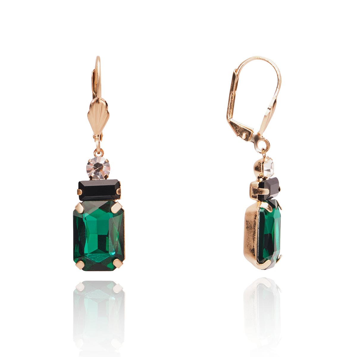Vintage Art Deco Emerald and Pearl Drop Earrings – Oblong Green Gemstone Dangle Earrings for Women, Elegant Jewelry Gift for Brides, Weddings & Special Occasions
