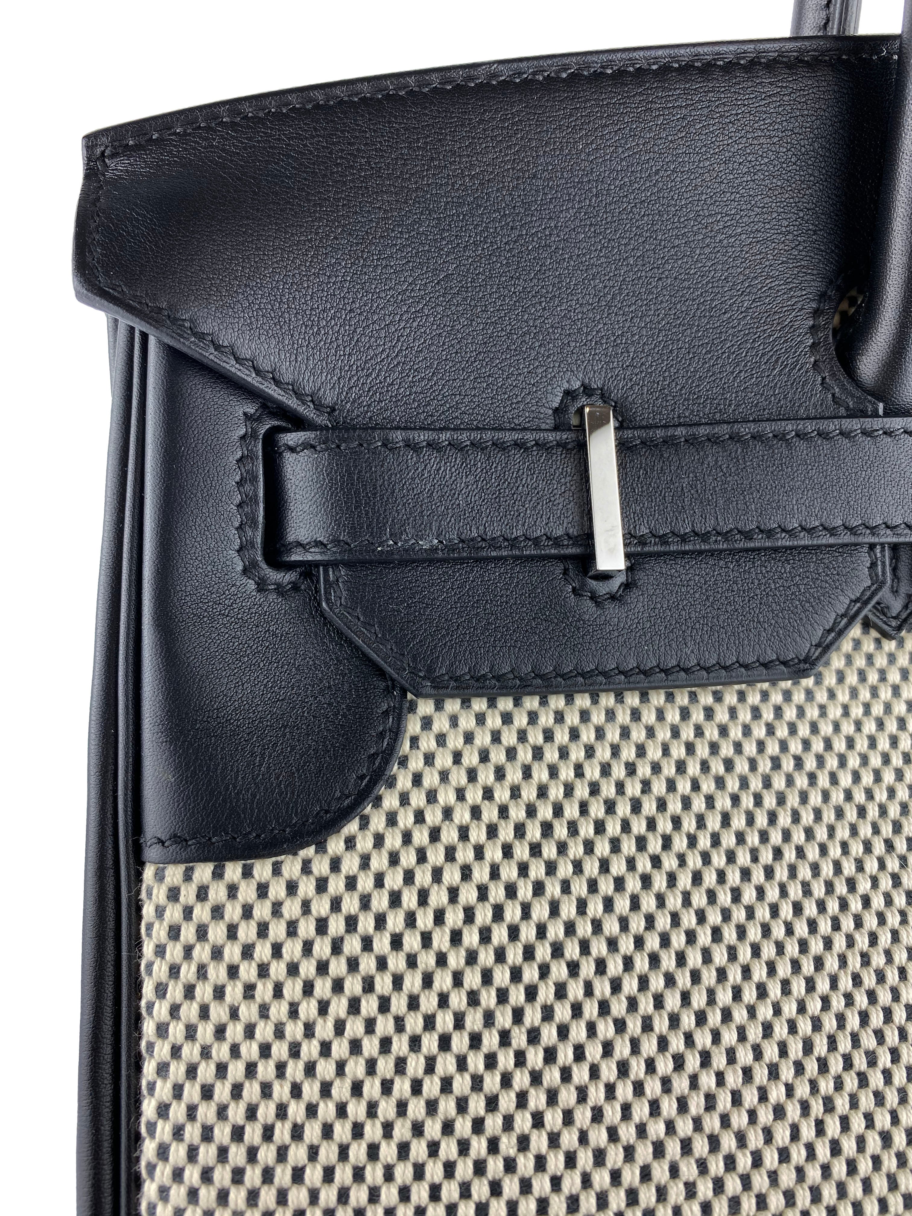 Authentic Hermes Birkin 35 Black Swift Leather & Toile Criss Cross Bag - Luxury Handbag for Women, Perfect for Work, Travel & Special Occasions