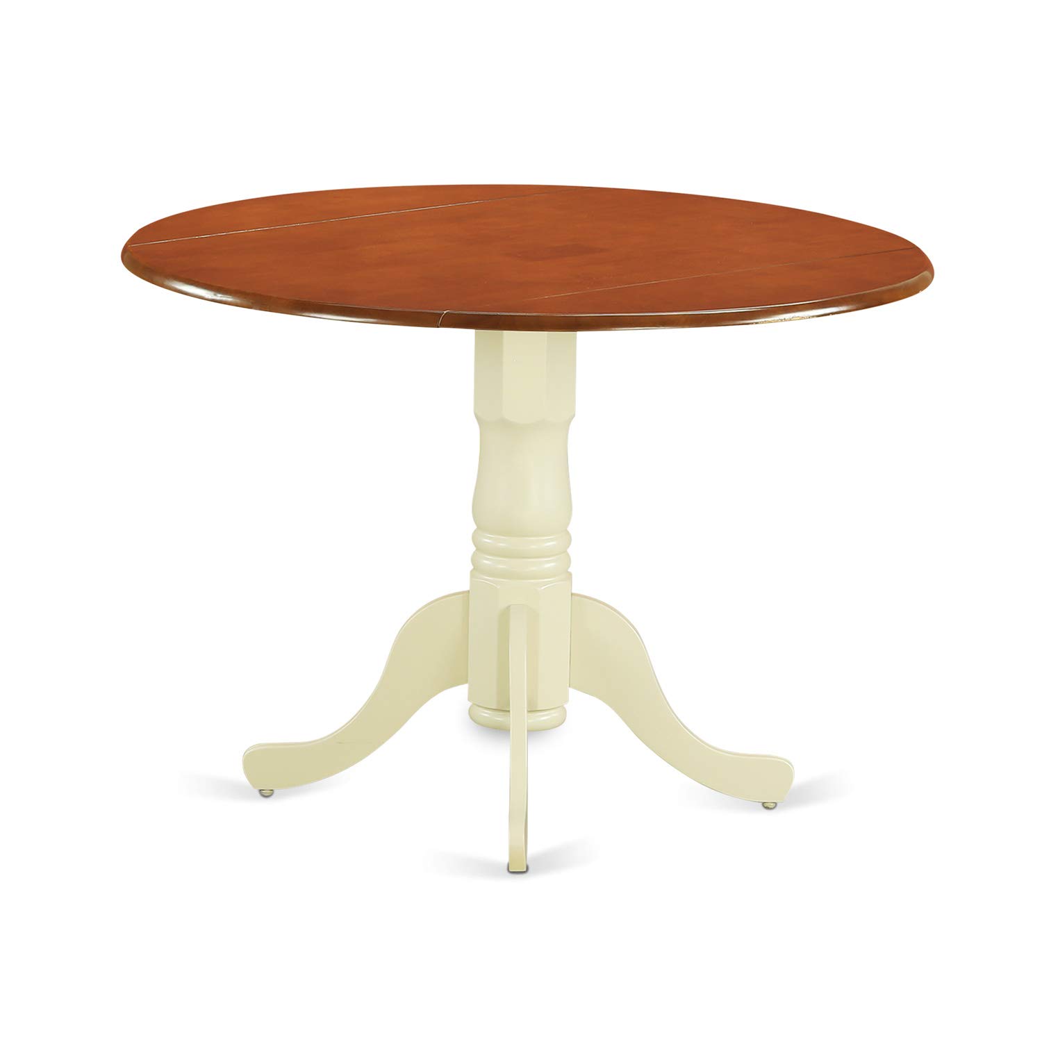 East West Furniture DLNI3-BMK-W 3-Piece Dining Room Set - 42x42 Inch Round Drop Leaf Kitchen Table with 2 Chairs in Buttermilk & Cherry - Perfect for Small Spaces, Breakfast Nooks & Cozy Apartments