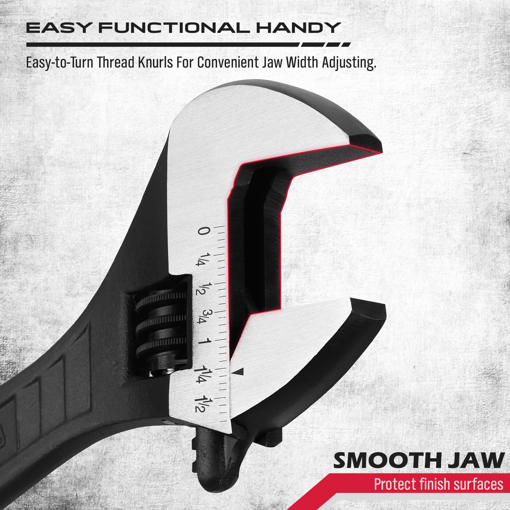 4-Piece Adjustable Wrench Set (6/8/10/12 Inch) - Chrome Vanadium Steel with Black Oxide Finish - Corrosion Resistant Tools for Automotive Repair, Plumbing & Home Maintenance - Perfect for Mechanics, DIY Projects & Household Fixes