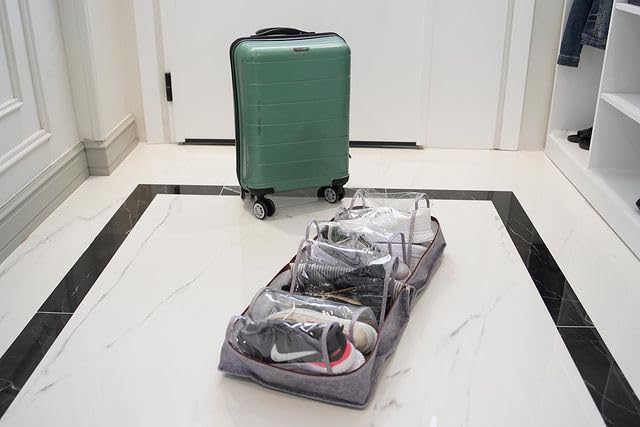 6 Pairs Dark Gray Felt Shoe Storage Bags for Travel - Luggage Organizer & Shoe Protector - Perfect for Packing Shoes in Suitcases, Gym Bags & Closet Organization