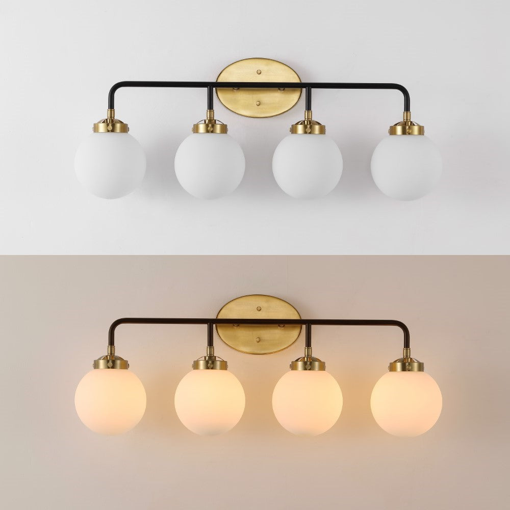 Caleb Brass Vanity Wall Sconce with Frosted Glass - Elegant Bathroom Lighting Fixture for Bedroom, Dressing Room & Hallway Decor
