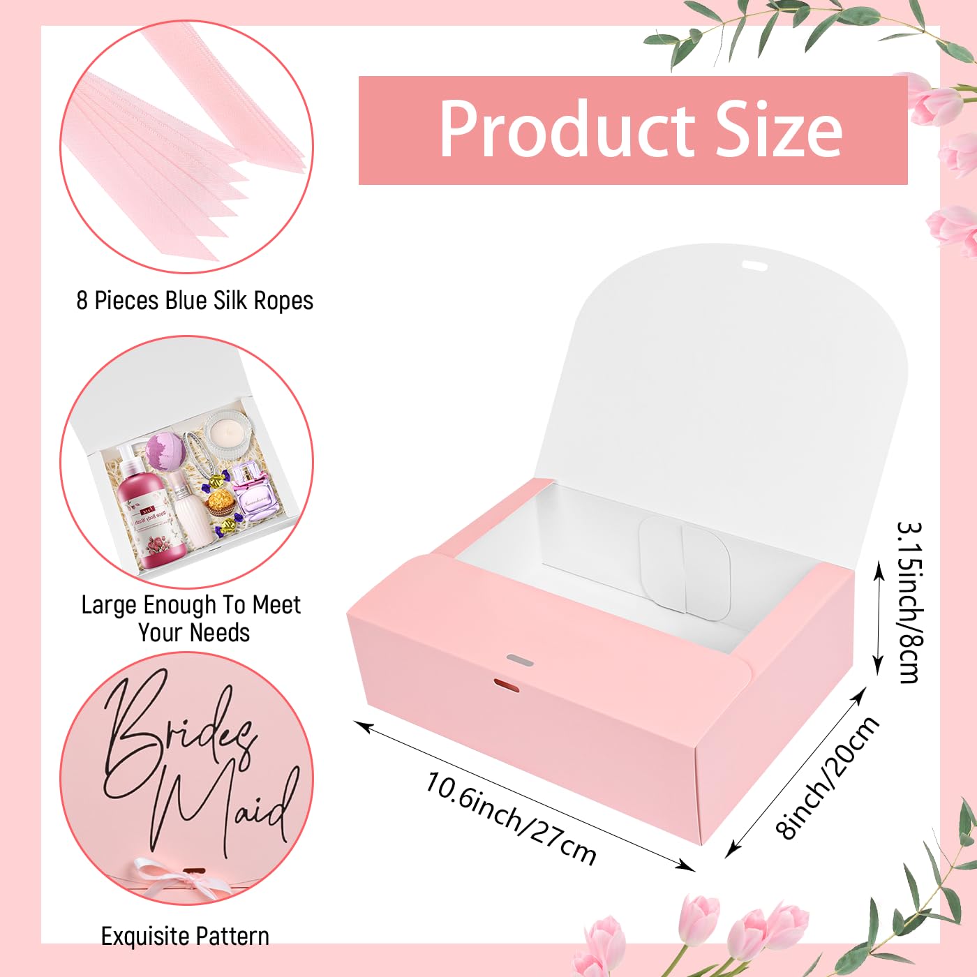 Xylitic 8-Piece Bridesmaid Proposal Gift Box Set with Ribbon - Perfect for Maid of Honor, Matron of Honor & Bridesmaids - Wedding Party Proposal Gifts, Bridal Shower & Bachelorette Party Favors