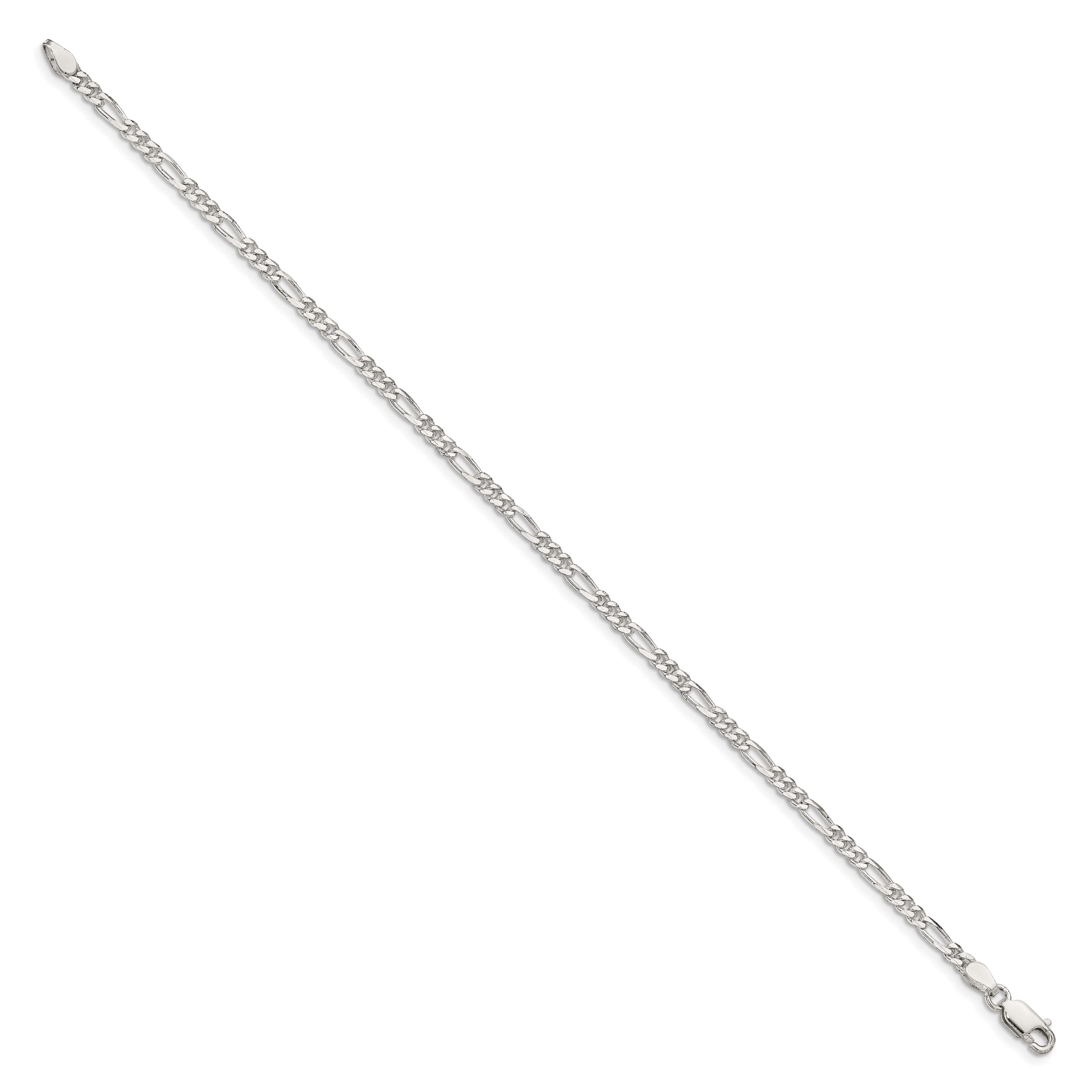 IceCarats 925 Sterling Silver 2.85mm Figaro Link Chain Anklet - Dainty Summer Beach Jewelry for Women, Perfect for Vacation, Pool Party & Boho Style Outfits