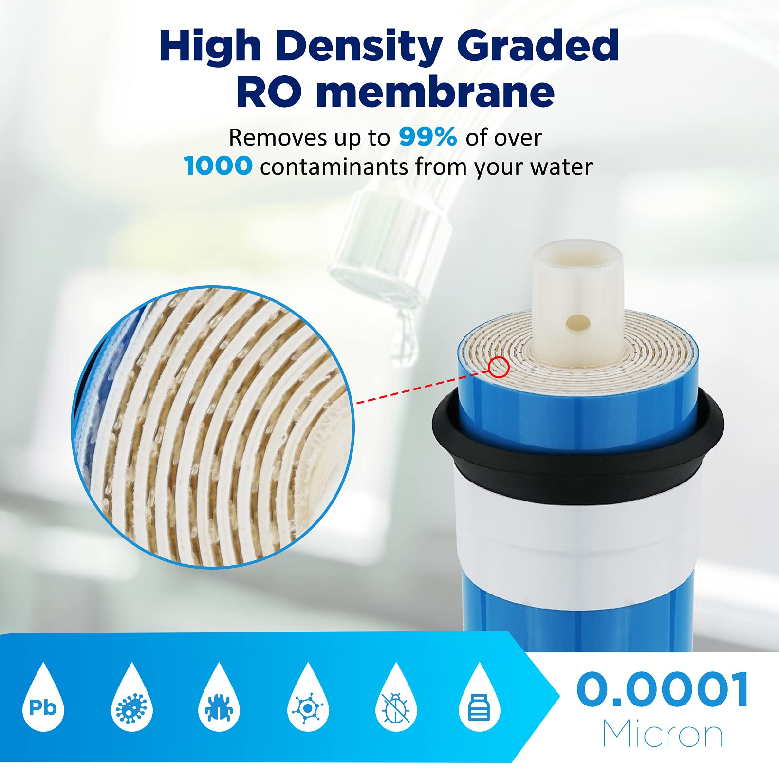 Membrane Solutions 150 GPD Reverse Osmosis Water Filter Replacement - 12