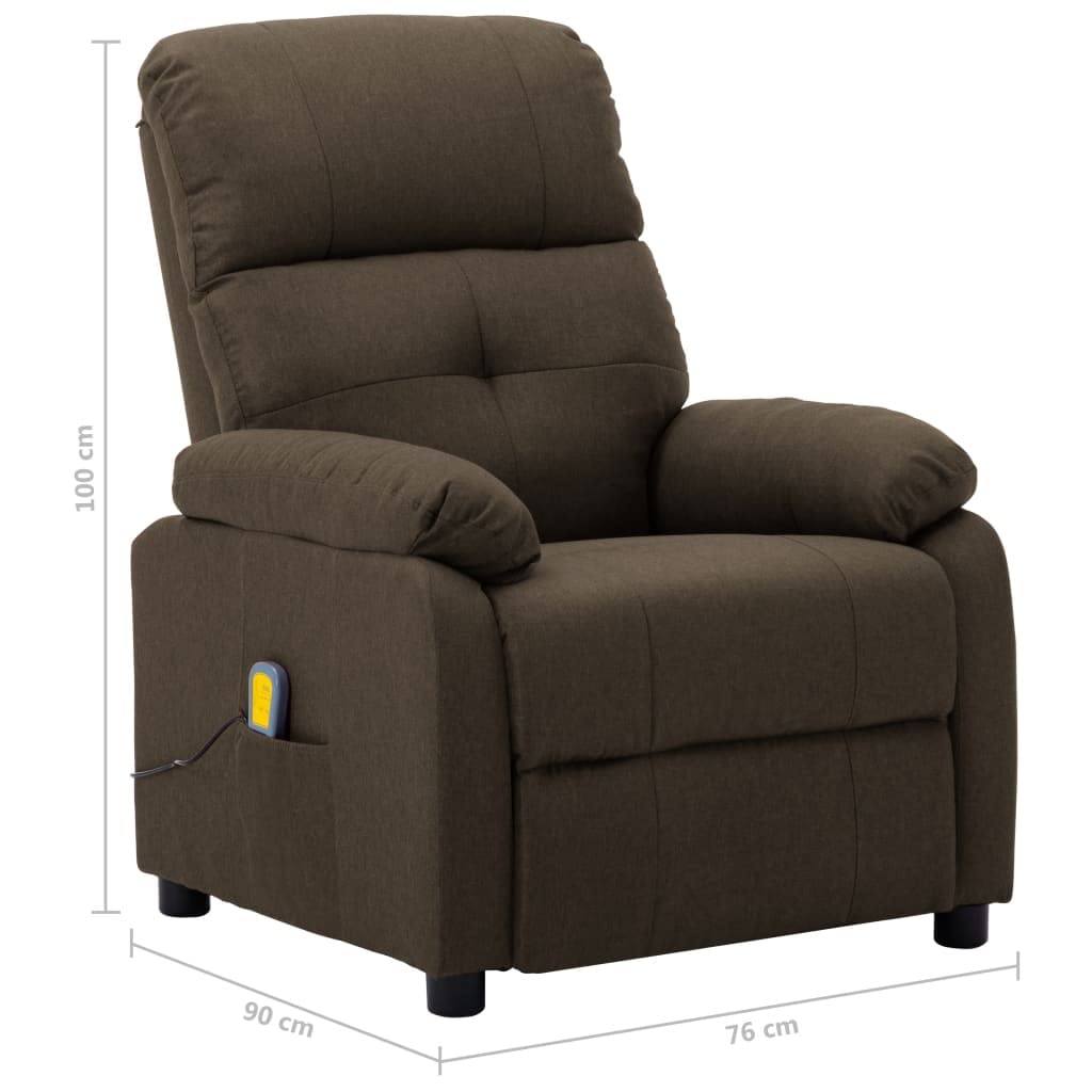 6-Level Massage Recliner Chair - Brown Fabric Lounge Chair for Living Room, Bedroom & Office - Ergonomic Accent Chair with Adjustable Massage Functions - Perfect for Relaxation, Home Decor & Reception Areas
