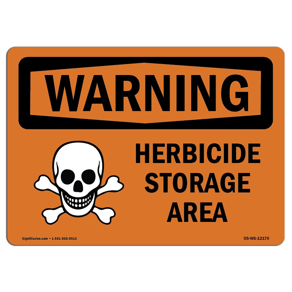 OSHA Warning Sign - Herbicide Storage Area | Durable Rigid Plastic Safety Sign | Protect Business, Construction Sites, Warehouses & Shops | Made in USA | Ideal for Chemical Storage & Hazardous Material Areas