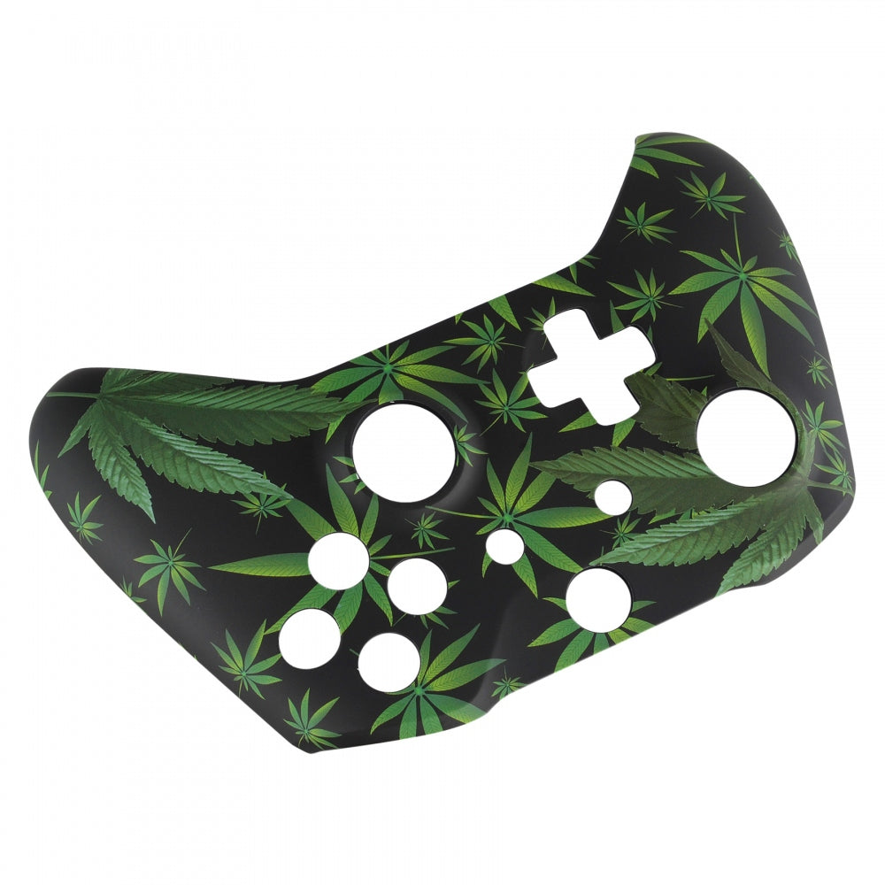 ExtremeRate Soft Touch Green Weeds Grip Front Housing Shell & Faceplate Cover Replacement Kit for Xbox One S/X Controller - Enhanced Comfort for Gaming & Long Play Sessions
