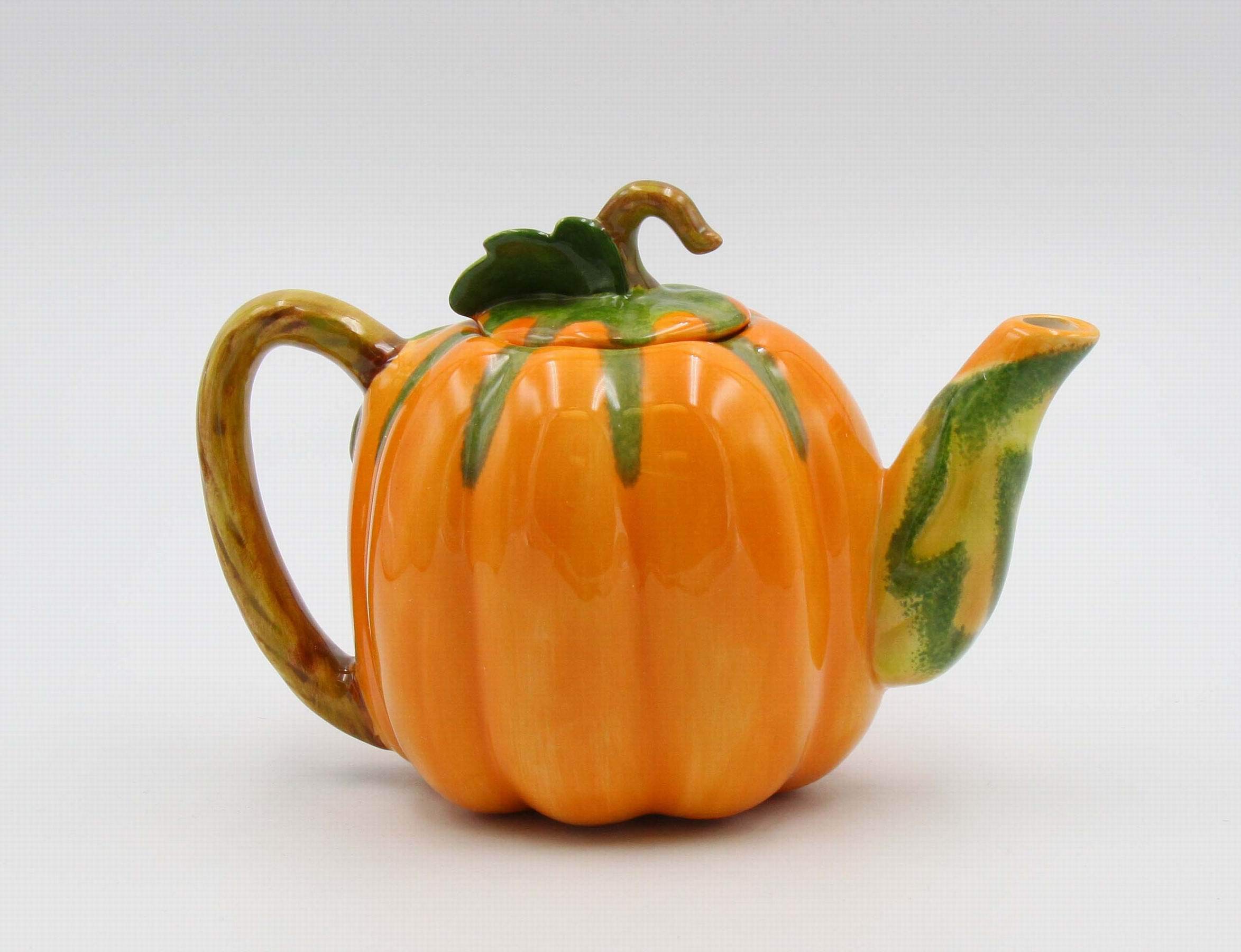Premium Handcrafted Ceramic Pumpkin Teapot - 8 Inch Fall-Themed Teapot with Infuser - Perfect for Thanksgiving, Halloween Decor & Autumn Tea Parties
