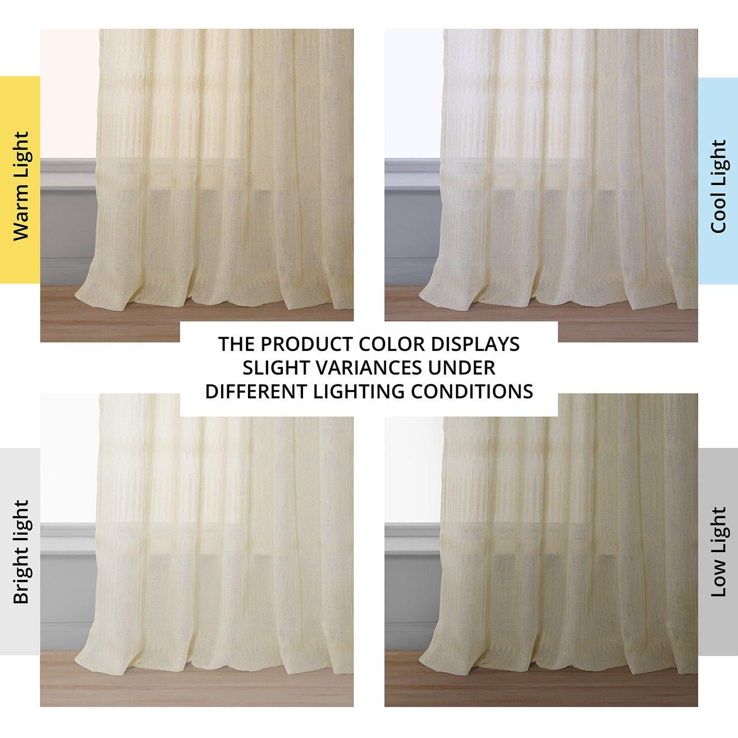 Polaris Tan Geometric Pattern Faux Linen Sheer Curtains for Living Room & Bedroom - Light Filtering Window Drapes with Modern Design