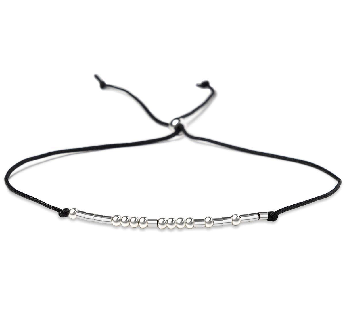 Lcherry Morse Code Bracelet - Pinky Promise Matching Friendship Couples Bracelets Set of 2 for Women | Long Distance Relationship Gift, Best Friend Jewelry for Anniversary & Valentine's Day