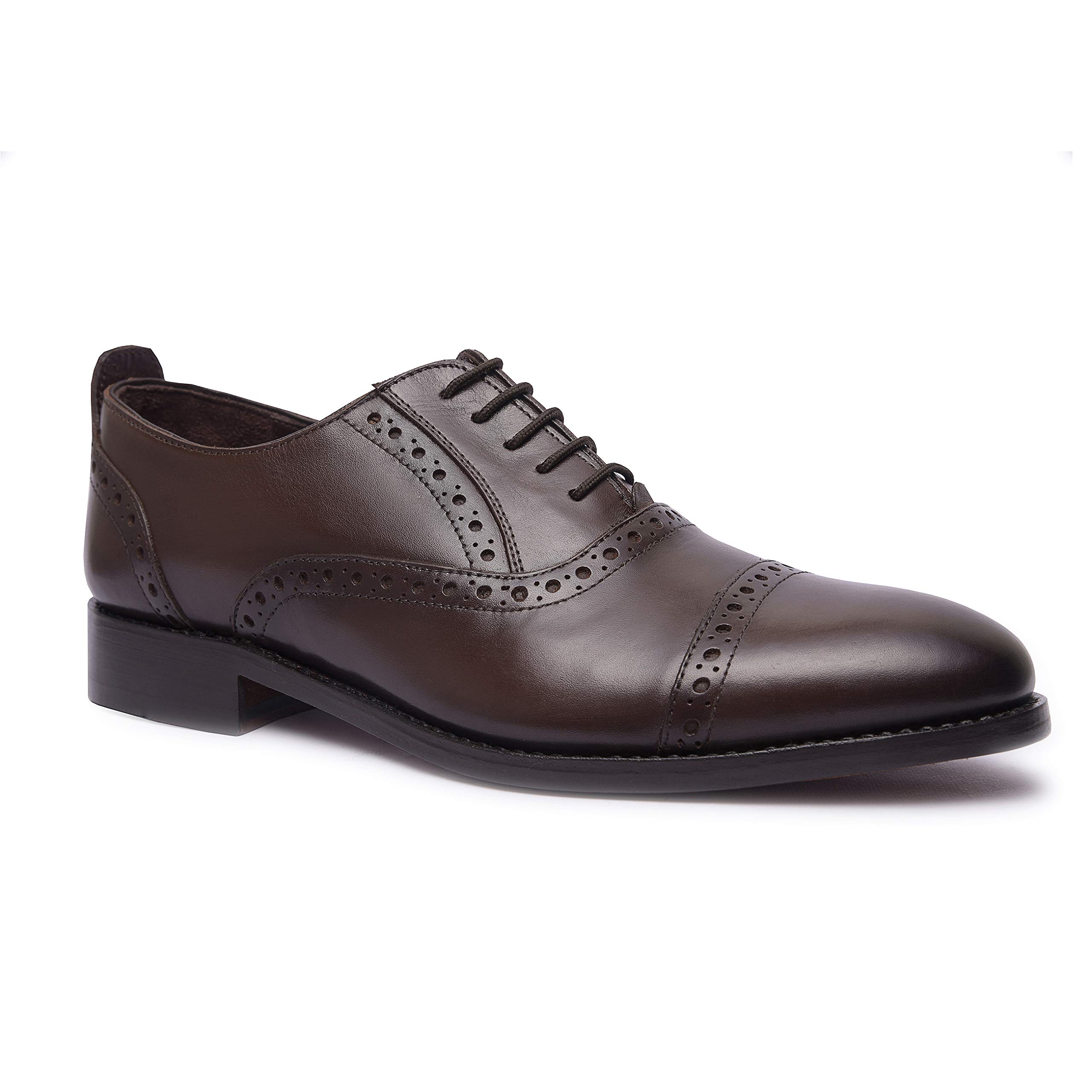 Premium Genuine Leather Oxford Dress Shoes for Men - Goodyear Welted Cap Toe Formal Shoes | Handcrafted Luxury Leather Sole Wedding & Business Shoes | Perfect for Office, Ceremonies & Special Occasions