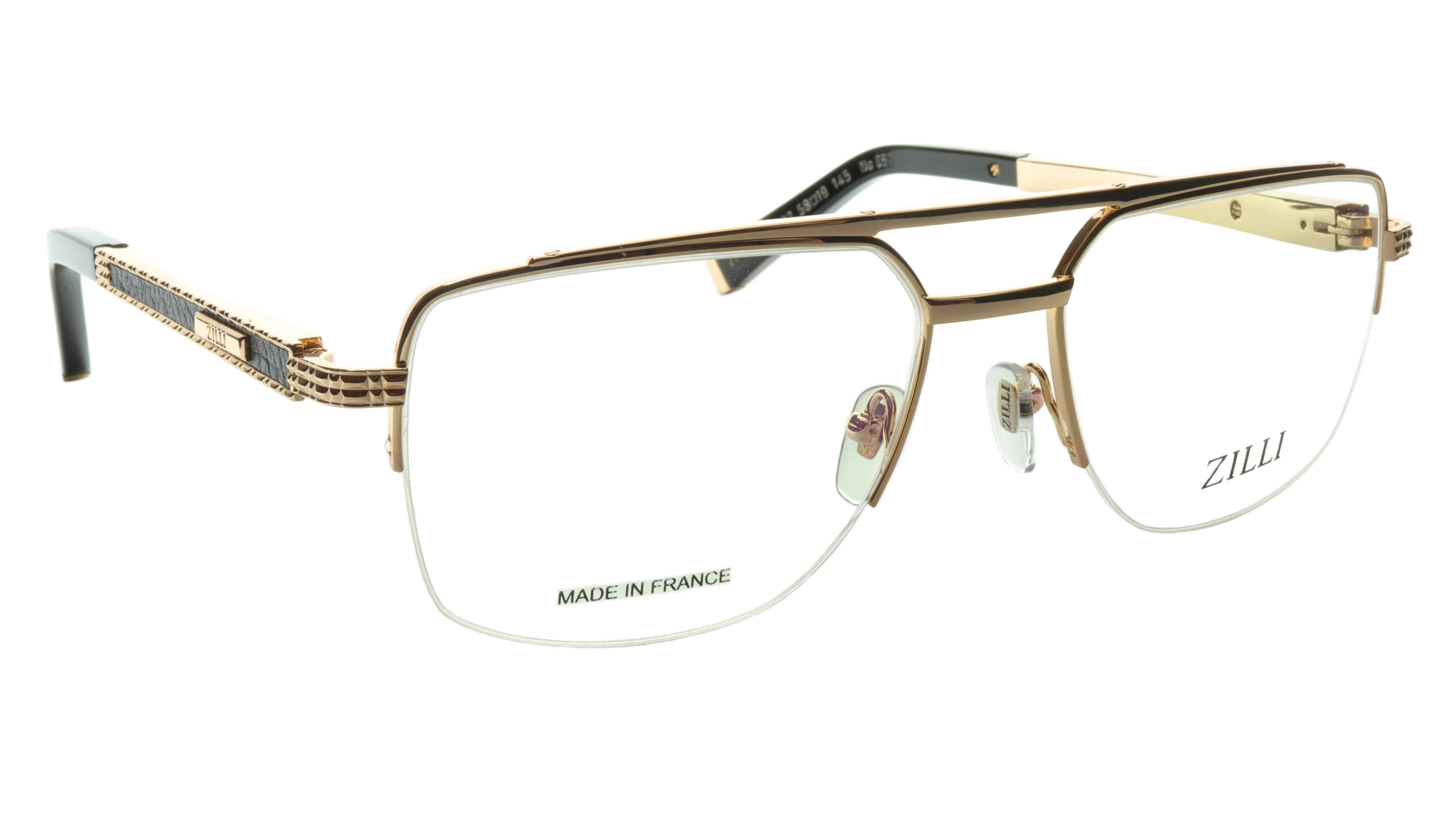 Premium ZILLI Titanium & Acetate Eyeglass Frames with Leather Temples - Handcrafted in France (Model ZI 60024 C07) - Ideal for Business Professionals & Luxury Fashion Enthusiasts