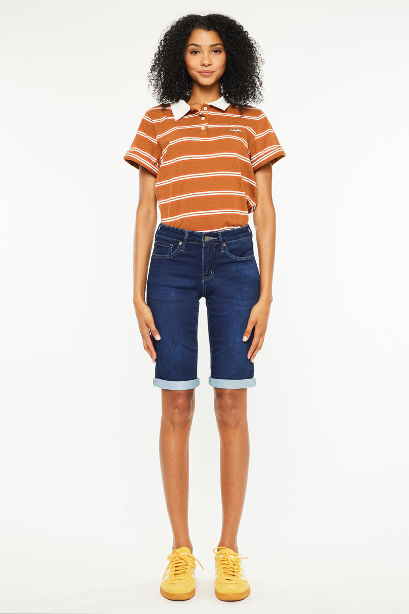 Blanco Essentials Mid Rise Bermuda Shorts for Women - Comfortable Casual Summer Shorts for Outdoor, Travel & Lounge Wear