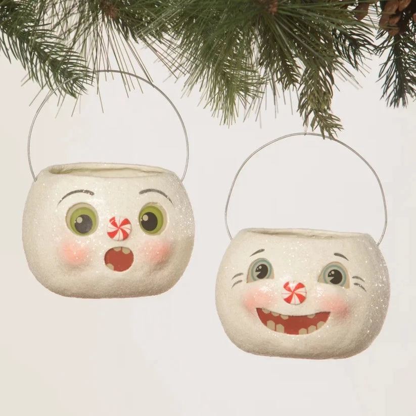Happy Snowman Bucket Petite - Festive Holiday Decor by Bethany Lowe Designs - Perfect for Christmas Mantel, Table Centerpiece & Winter Home Decor