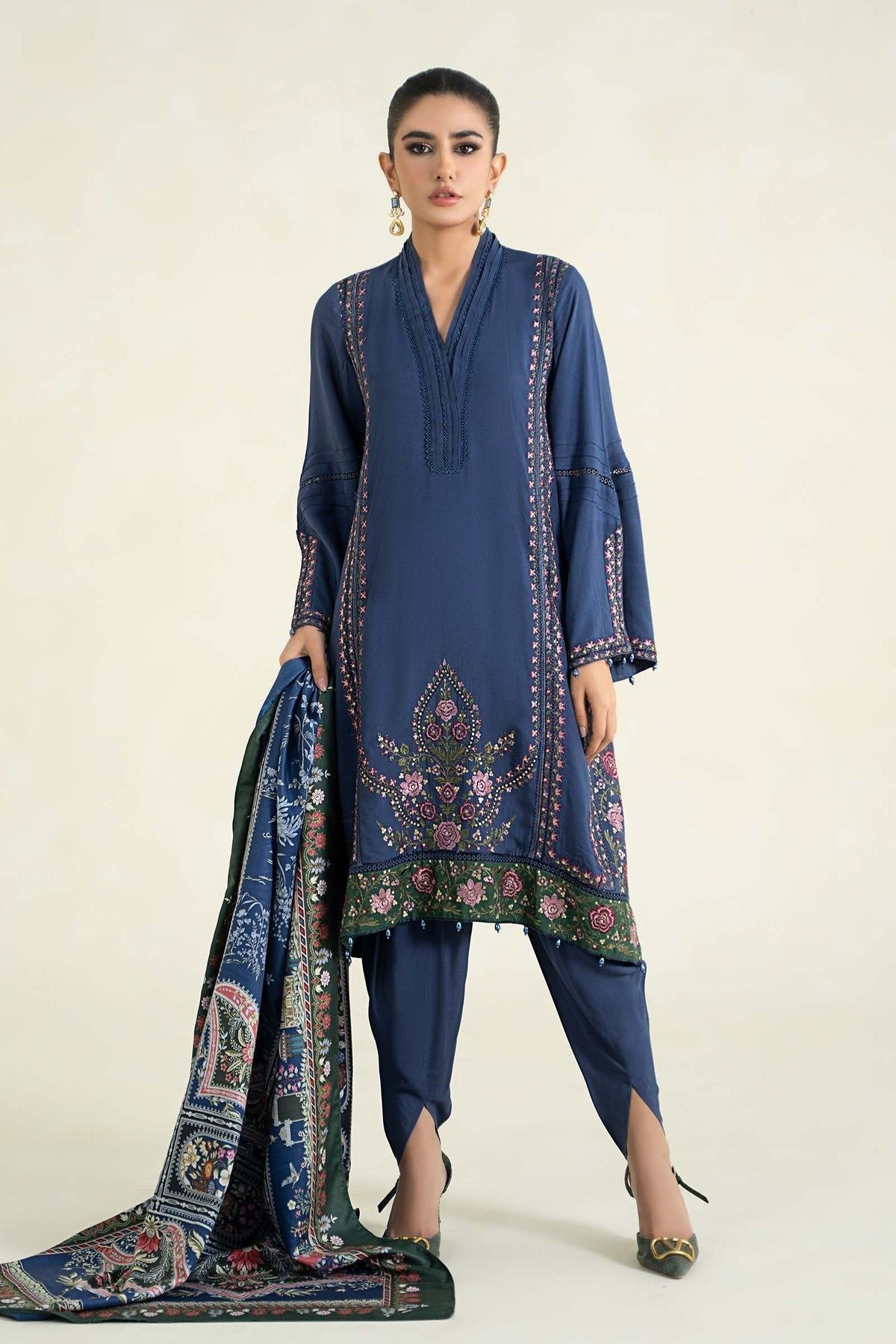 Maria B M Prints Stitched Design 5A - Elegant Embroidered Women's Fashion Top | Perfect for Parties, Weddings & Special Occasions