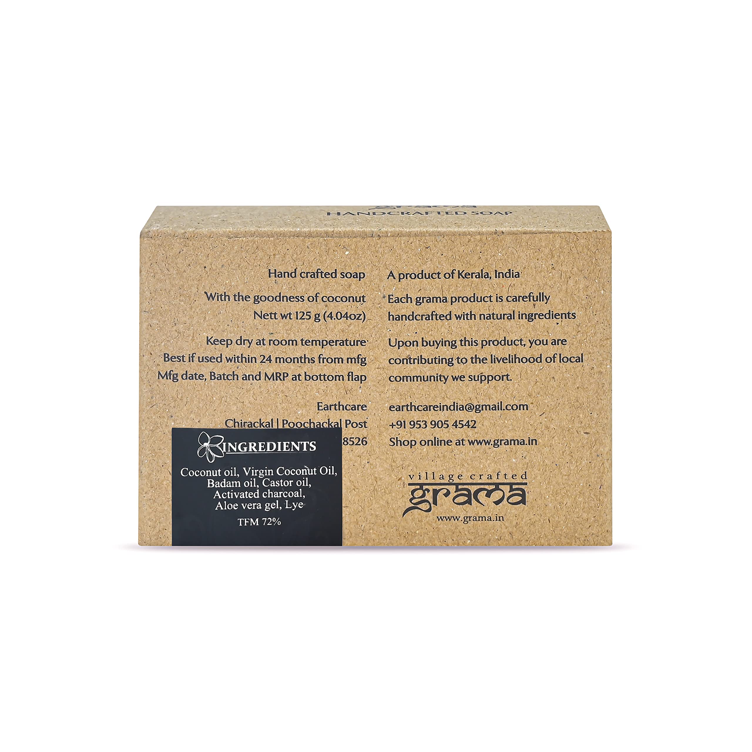 Grama Handcrafted Charcoal Soap Bar - Natural Skin Cleansing & Detoxifying - Pack of 2 - Perfect for Acne Treatment, Body Wash & Gift Sets