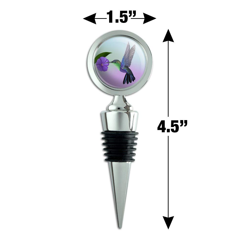 Hummingbird Crowned Woodnymph Purple Violet Wine Bottle Stopper - Elegant Glass Wine Cork for Red & White Wines - Perfect for Dinner Parties, Weddings & Home Bars