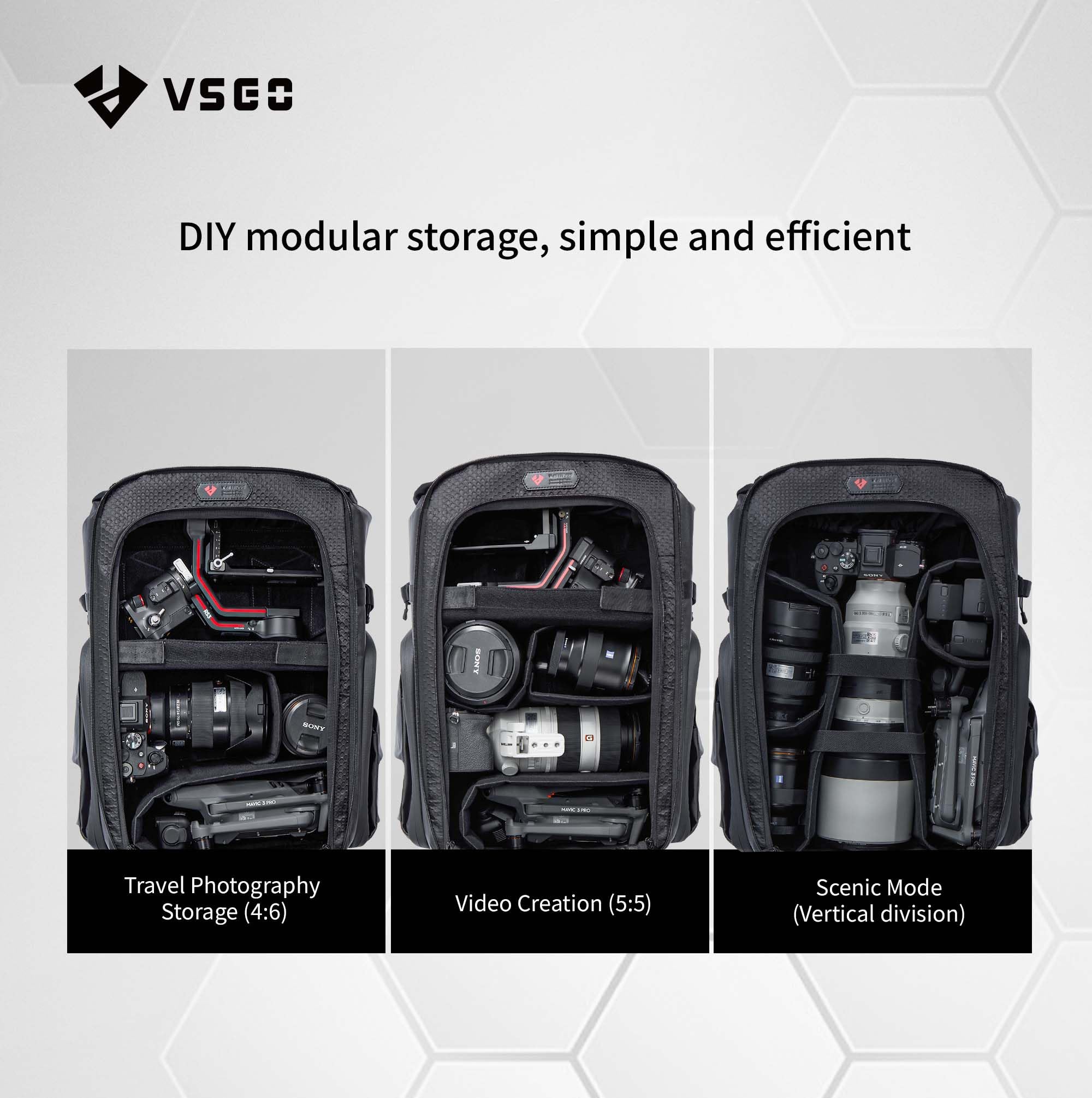 VSGO 25L Professional DSLR Camera Backpack - Waterproof Large Capacity Photography Bag for Canon, Nikon, Fujifilm - Travel & Commuting with 17.3-Inch Laptop Compartment - Perfect for Outdoor Shooting, Air Travel & Daily Photography