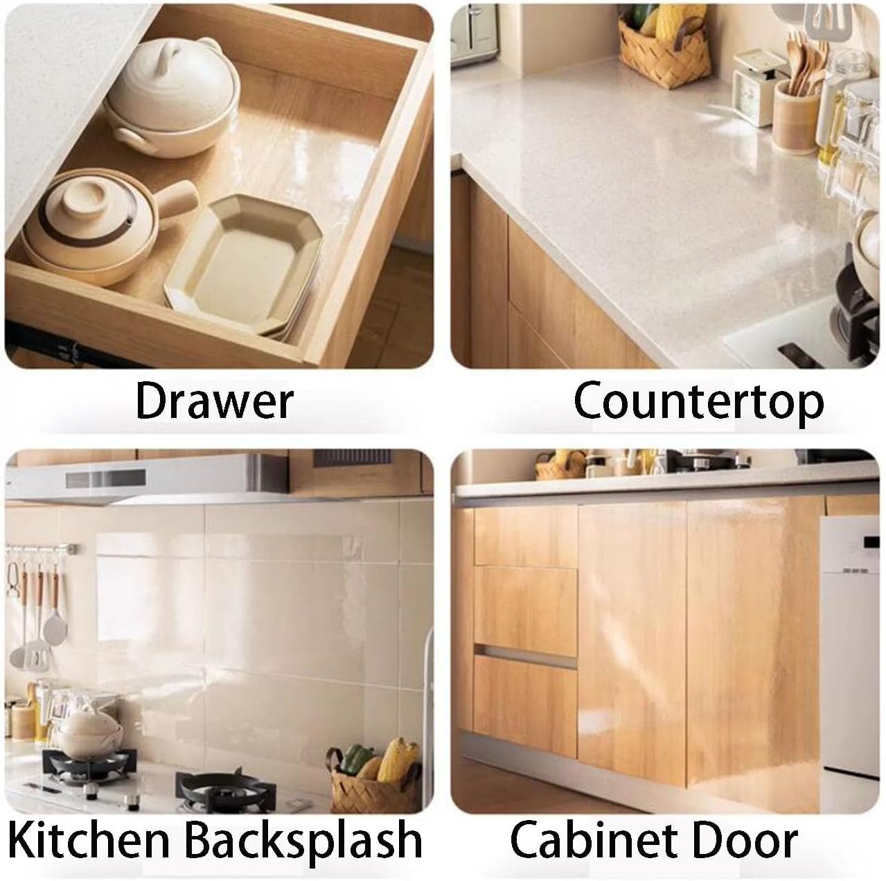 WALLMATE™ Peel and Stick Kitchen Backsplash - Oil Proof, Heat Resistant Self-Adhesive Film (12x60 Inch, Clear Matte) - Perfect for Countertops, Cabinets & DIY Kitchen Remodeling