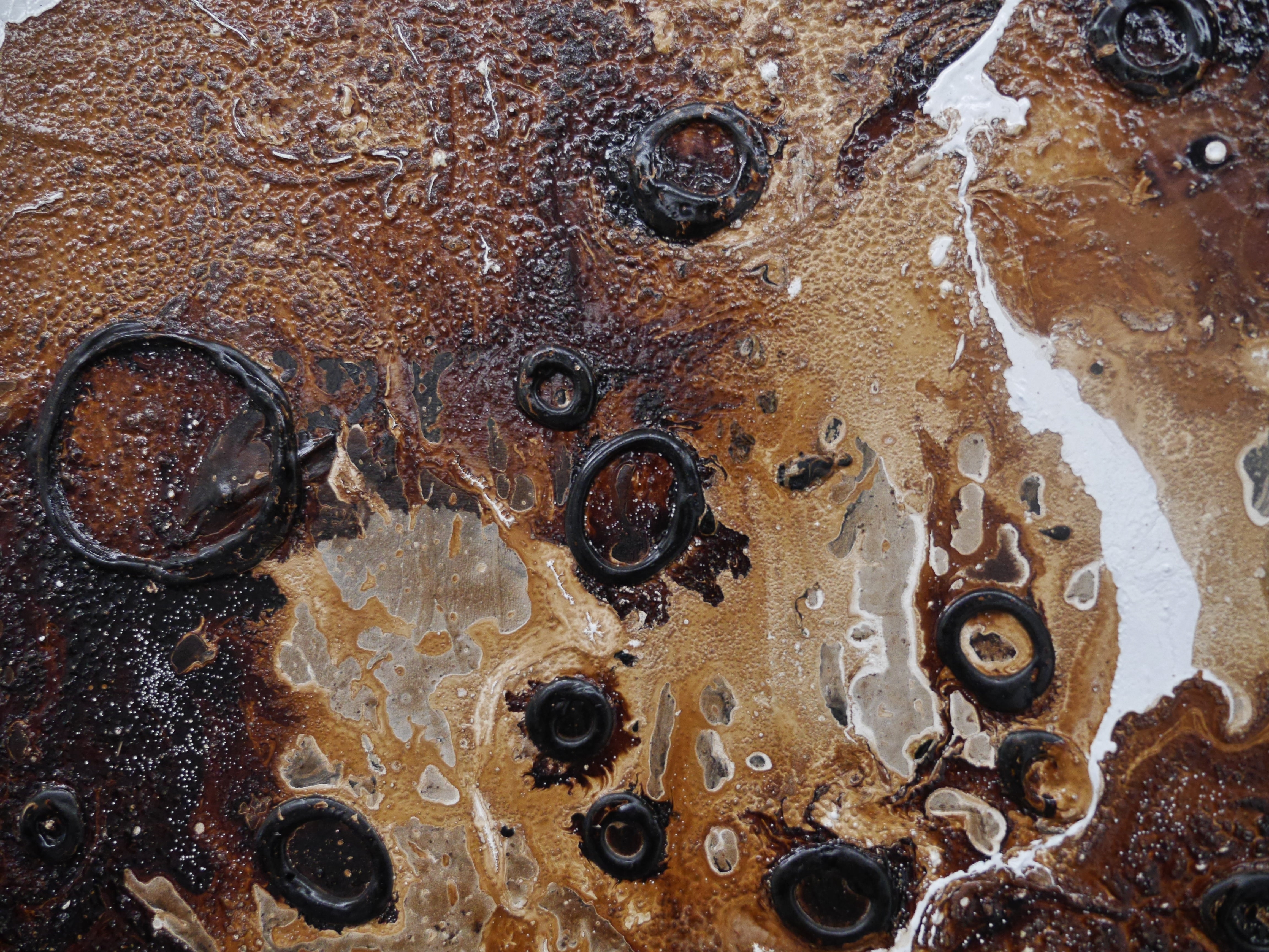 100cm x 100cm Rust Honey Textured Abstract Wall Art Painting - Modern Home Decor for Living Room, Bedroom & Office