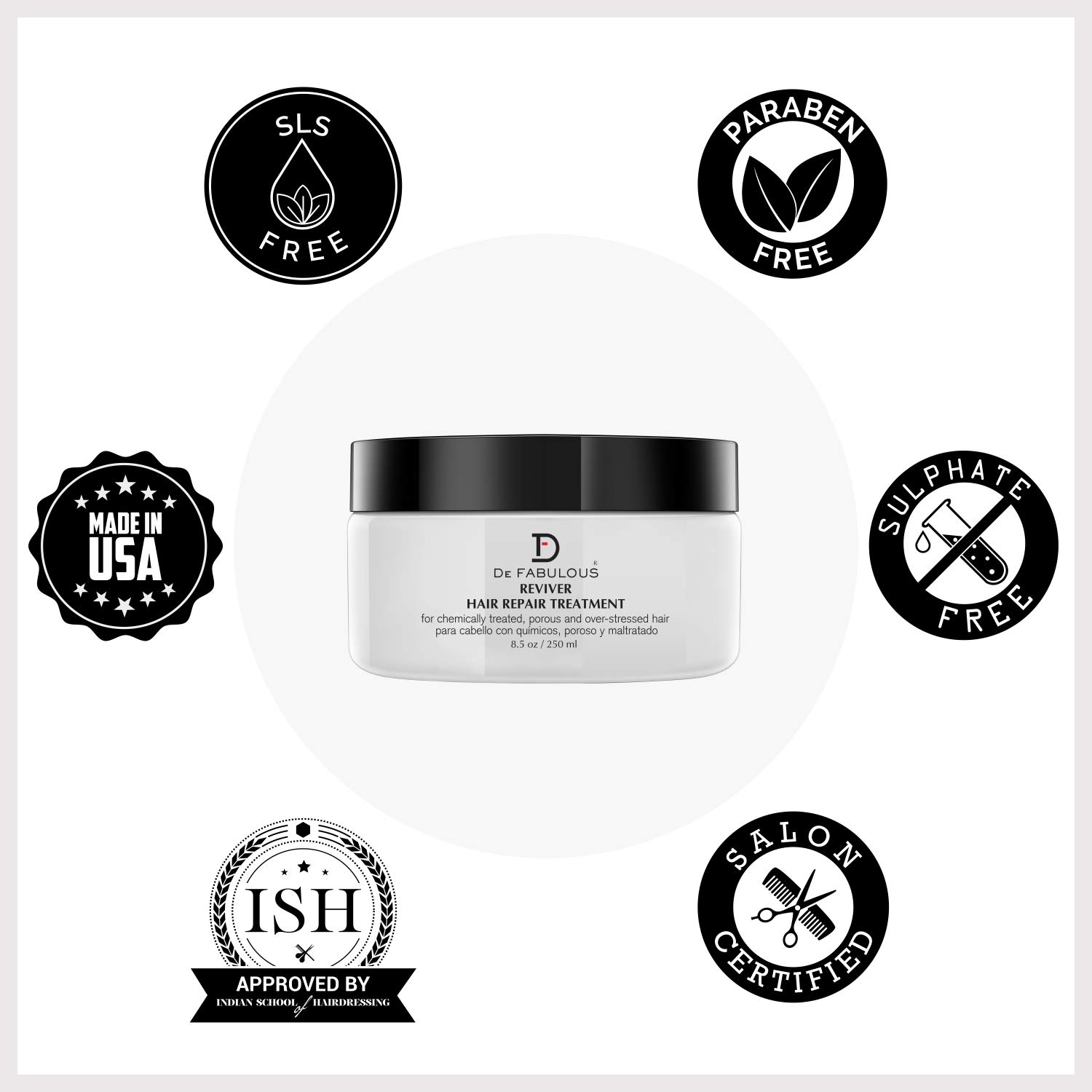De Fabulous Reviver Hair Repair Treatment - 8.5 oz Deep Conditioning Mask for Damaged Hair - Salon Quality Treatment for Dry, Brittle Hair at Home | Perfect for Post-Color Care & Weekly Hair Rejuvenation