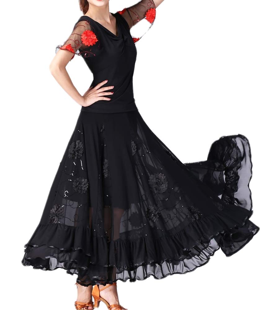 Elegant Ballroom Dance Skirt for Latin, Swing & Party - CISMARK Long Flowy Competition Skirt for Women - Perfect for Performances, Social Dances & Dance Classes
