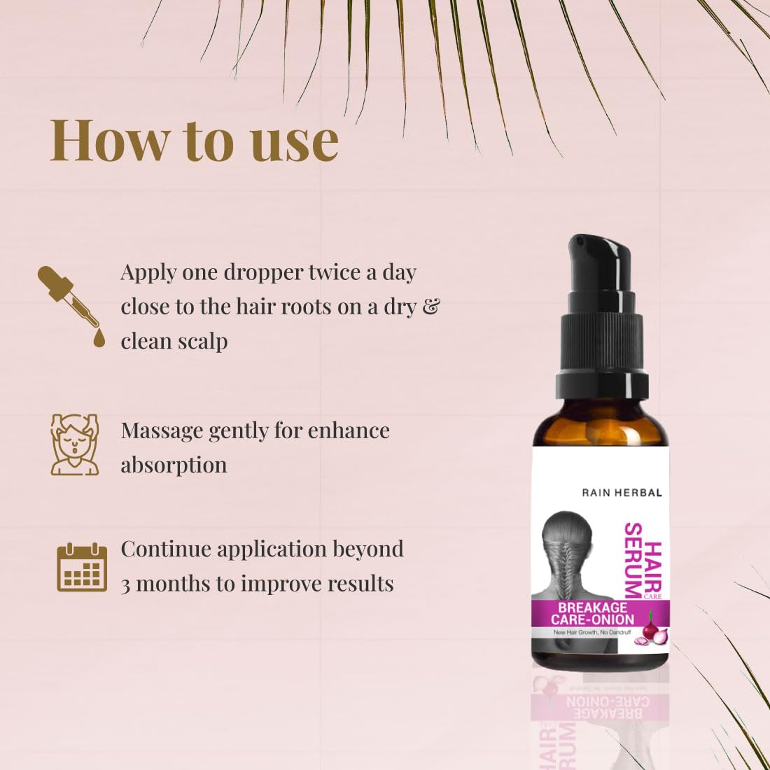 Rain Herbal Breakage Care Onion Hair Serum for Hair Growth & Dandruff Prevention | 30ml | Strengthens Hair & Promotes Scalp Health | Perfect for Daily Hair Care Routine & Damaged Hair Repair