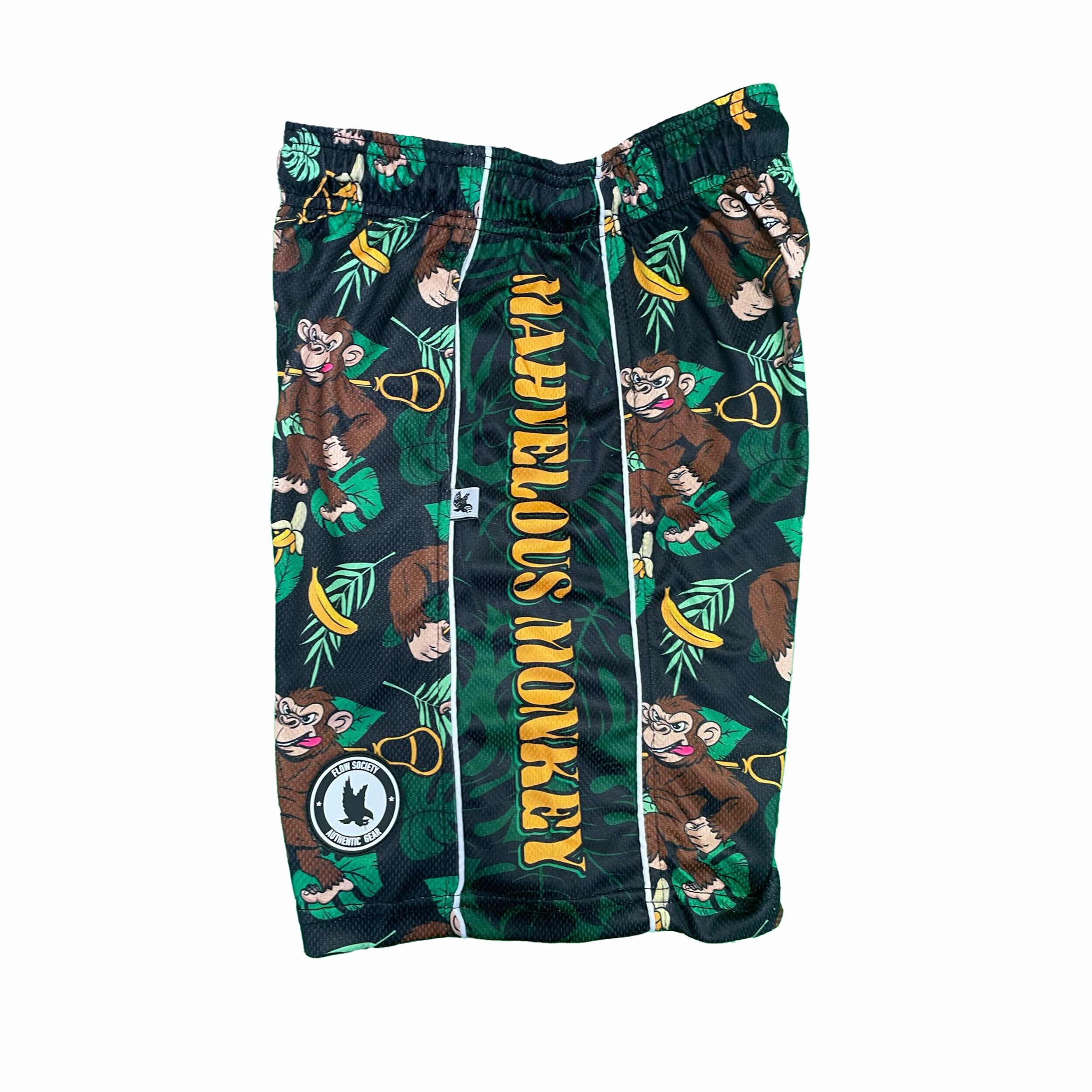 Boys Jungle Monkey Lax Shorts - Comfortable Cotton Athletic Shorts for Kids Outdoor Play, Sports & Summer Activities