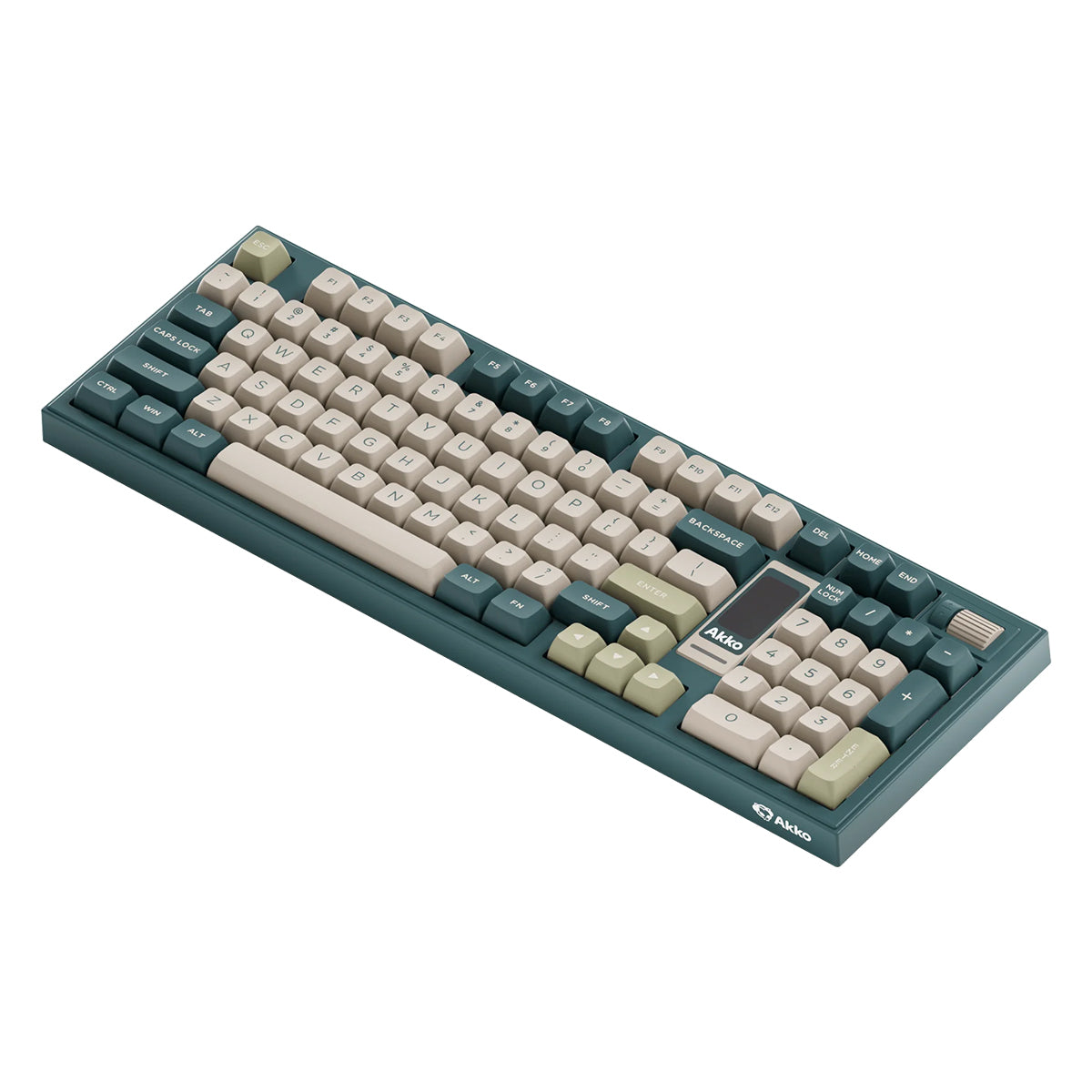 Akko 5098B Ink Green Compact 1800 LCD RGB Wireless Mechanical Keyboard with Ice Cream Pink Switches - Perfect for Gaming, Typing & Office Work