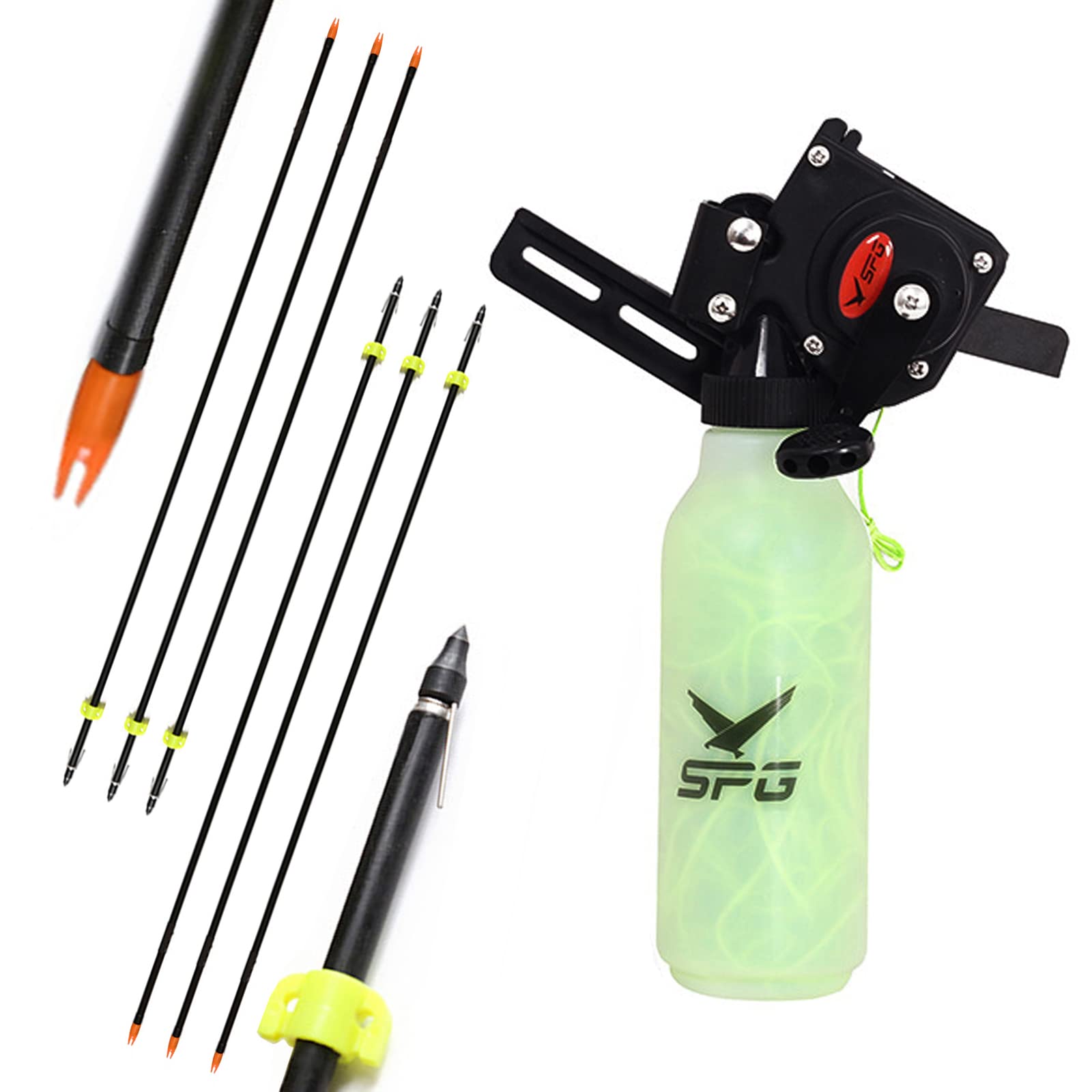 Premium Bowfishing Reel Kit with Fiberglass Arrows & 40m Rope – Complete Archery Bow Fishing Accessories Set (Black) – Ideal for Bowfishing, Hunting, and Outdoor Water Sports
