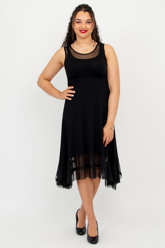 Danube Dress - Black Bamboo Fabric Women's Summer Dress for Casual Wear, Beach Outings, and Date Nights