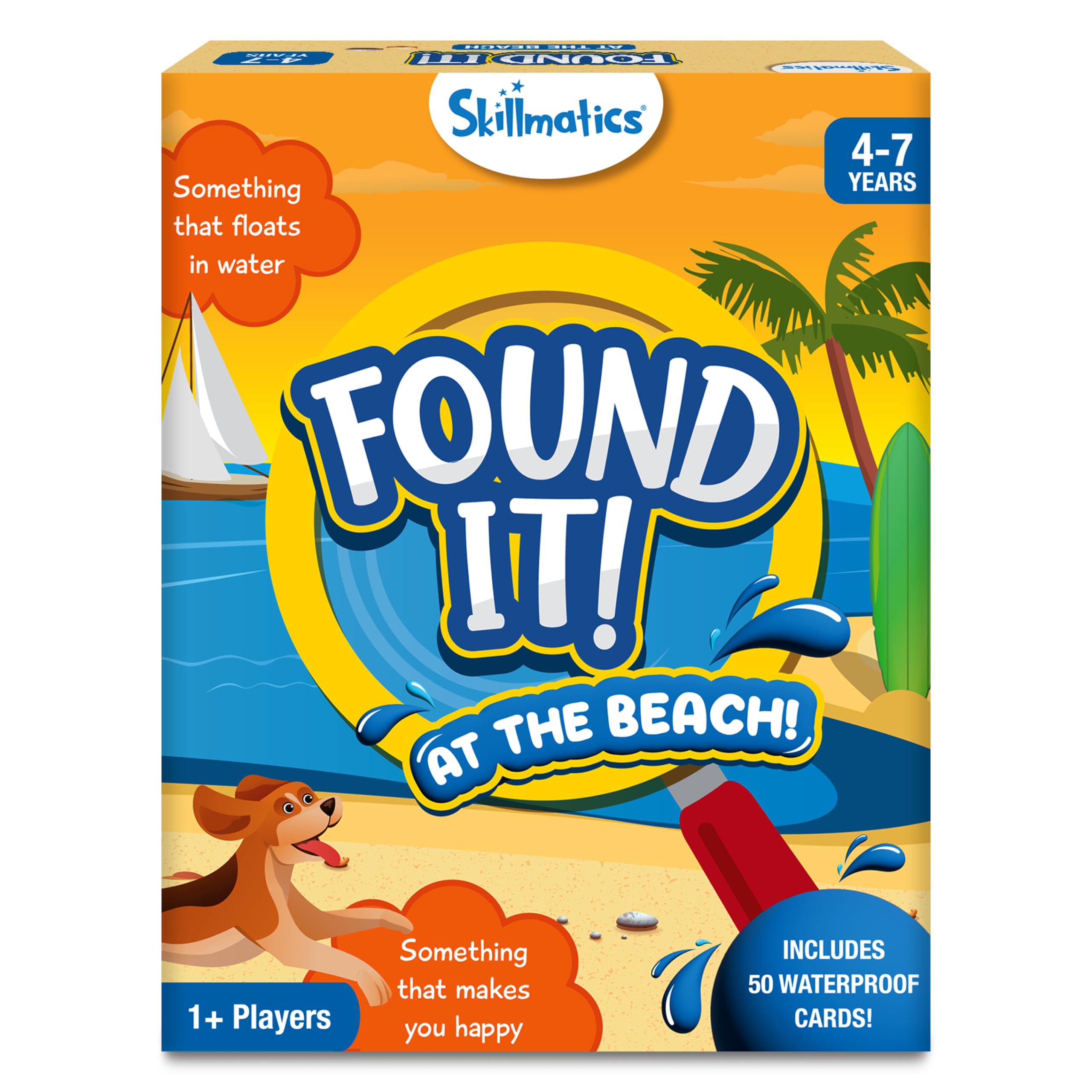Skillmatics Scavenger Hunt Card Game - Found It Beach | 50 Waterproof Outdoor Activity Cards for Kids Ages 4-7 | Family Travel Board Game for Boys & Girls | Educational Beach Toys & Summer Vacation Gifts | Perfect for Beach Trips, Backyard Adventures & Road Trips
