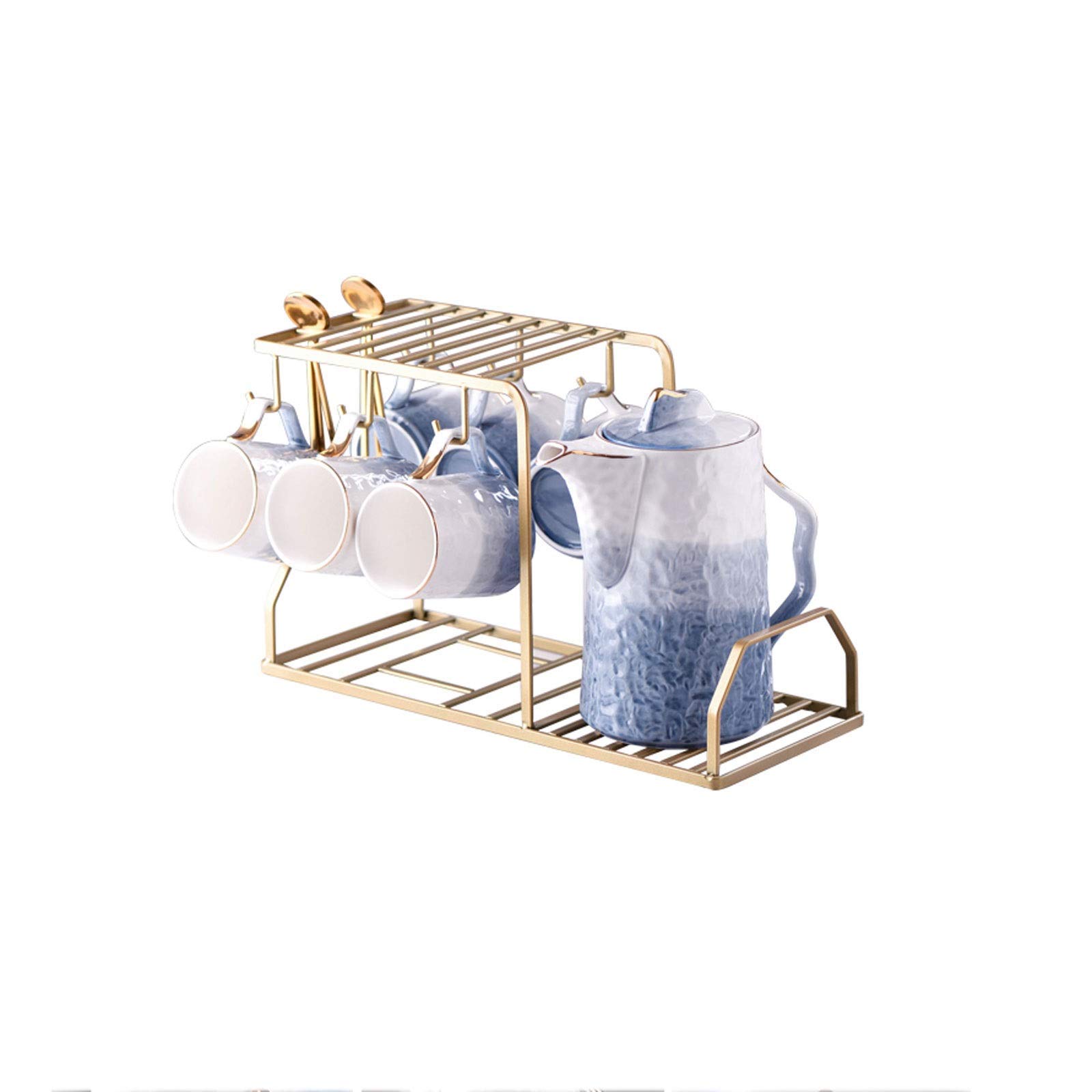 Floral Glass Teapot Set with Gradient Color - 6-Piece Tea Maker Kit Includes Teacups & Kettle - Perfect for Afternoon Tea, Gifts & Home Decor