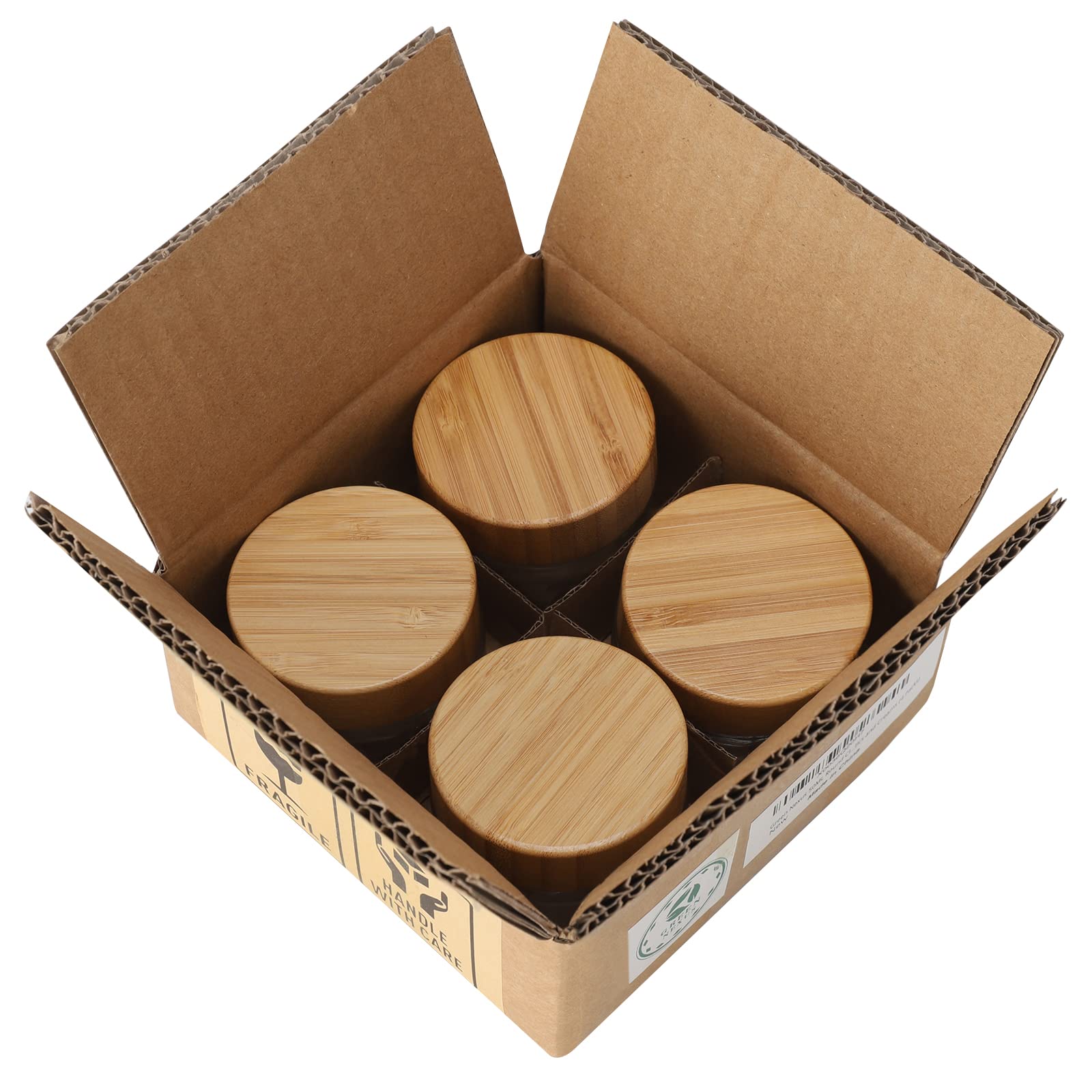 1.7oz (50ml) Clear Round Glass Jars with Bamboo Wood Lids & Seal - Refillable Travel Containers for Lip Balm, Cream, Makeup, Eyeshadow, Slime | Perfect for DIY Cosmetics, Toiletries & Craft Storage | Home, Salon & Travel Use