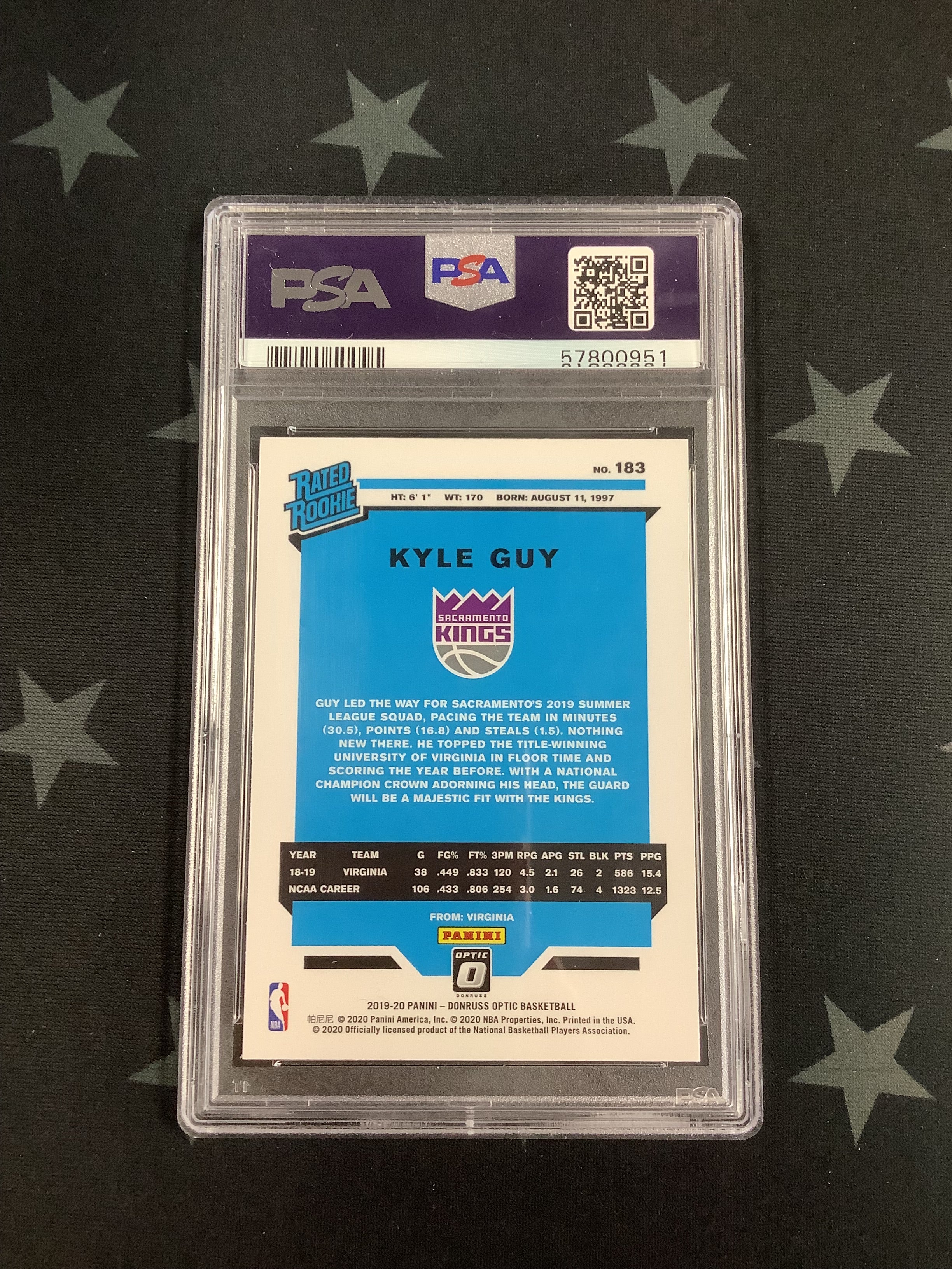 2019 Panini Donruss Optic Basketball Kyle Guy #183 PSA GEM MT 10 57800951 - Rare Collectible Basketball Card for Trading & Investment