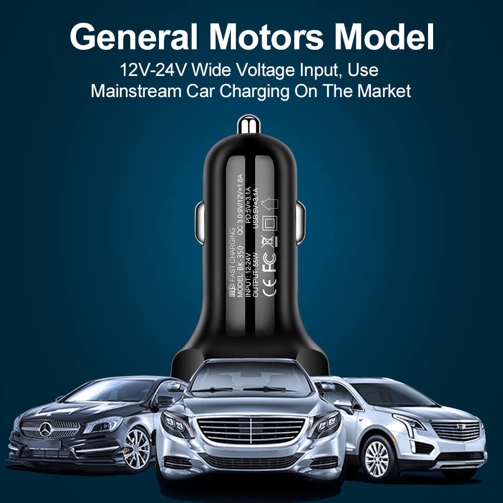 Fast Charging 3-Port USB Car Charger with PD20W & QC3.0 - Compatible with iPhone 14 Pro Max/13, MacBook Pro, iPad Pro, Galaxy S22/S21 & Nintendo Switch - Perfect for Road Trips & Multi-Device Charging