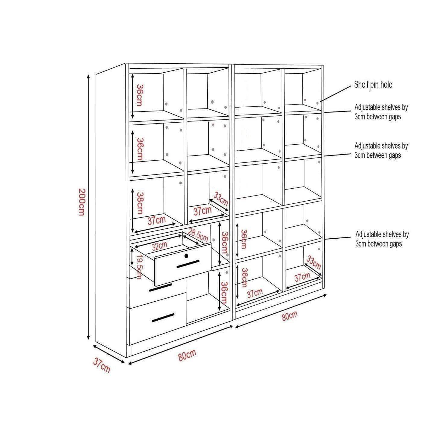 Moselle V Display Bookshelf - Modern Wooden Bookcase for Home & Office - Perfect for Living Room, Bedroom, and Study Room Organization