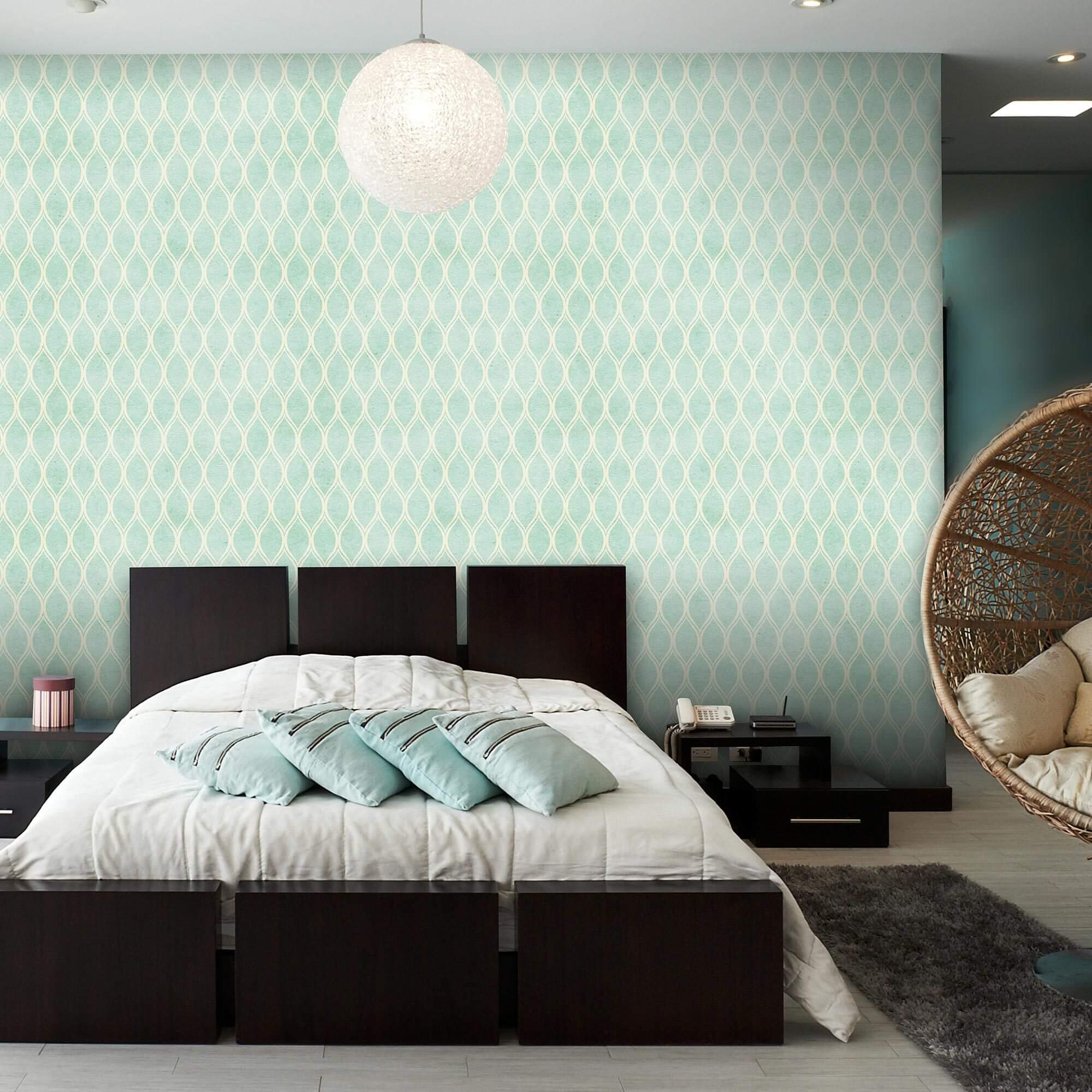 Green Geometric Peel and Stick Removable Wallpaper - Self-Adhesive Wall Decal for Bedroom, Living Room, Office - 92